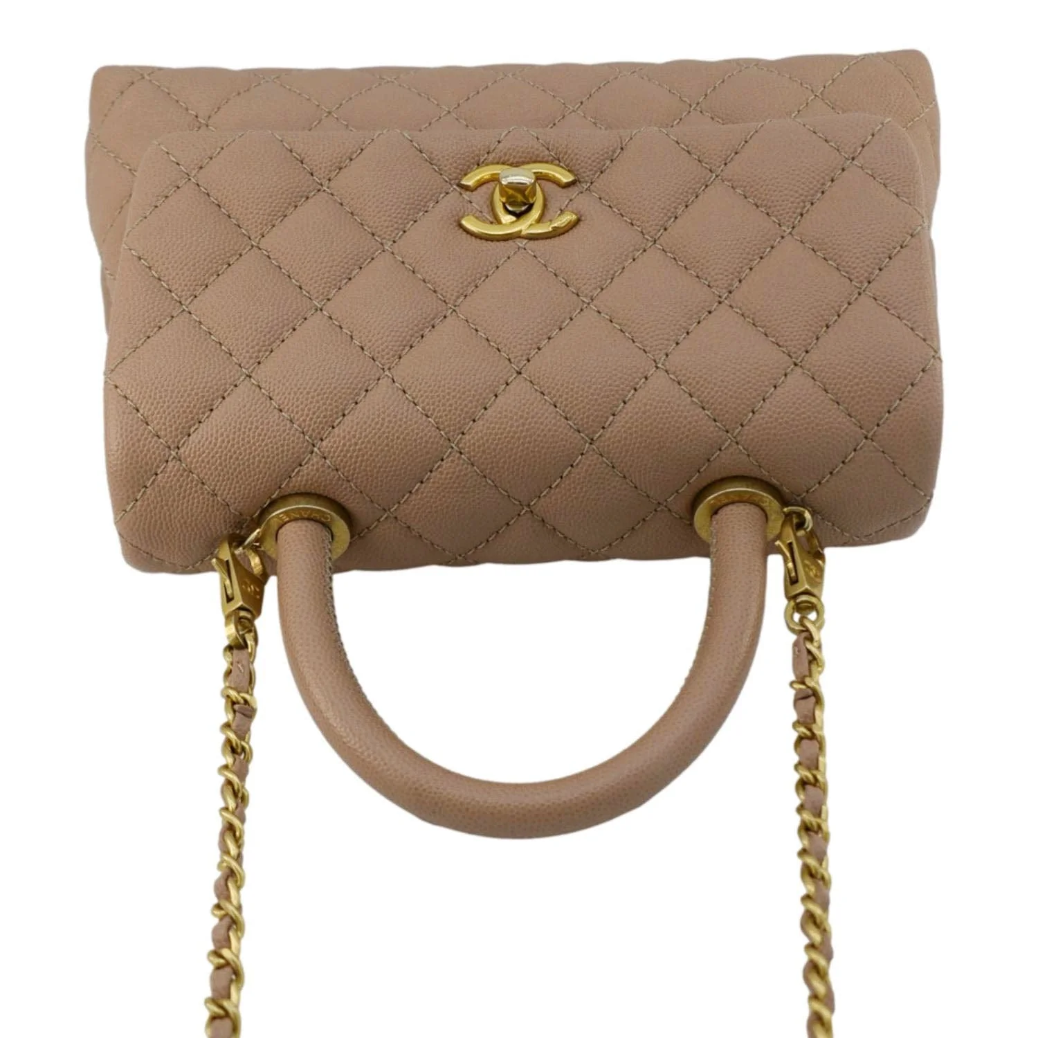 CHANEL CC Coco Flap Caviar Leather Top Handle Shoulder Bag Light Pink - Image 4