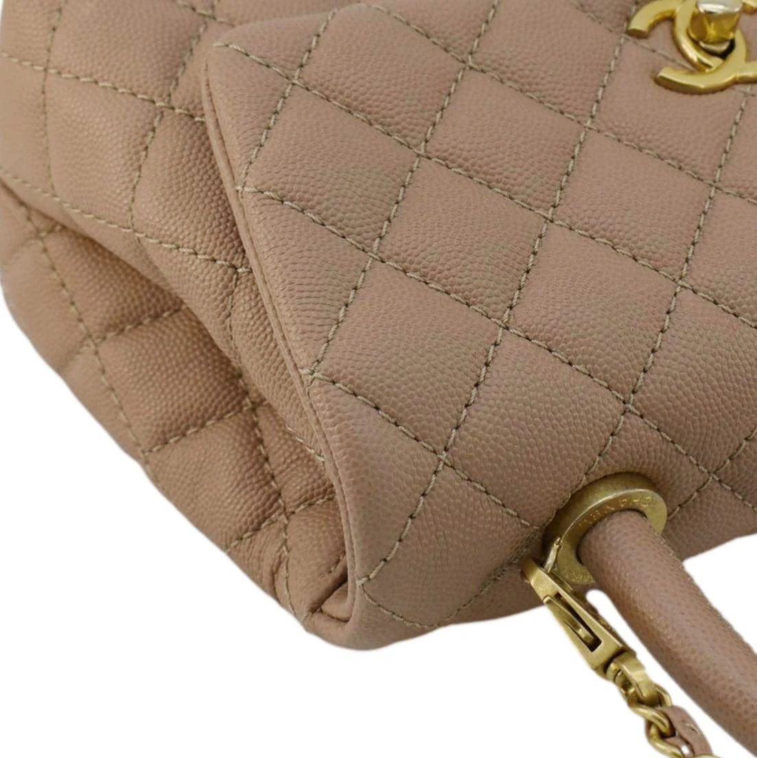 CHANEL CC Coco Flap Caviar Leather Top Handle Shoulder Bag Light Pink - Image 6