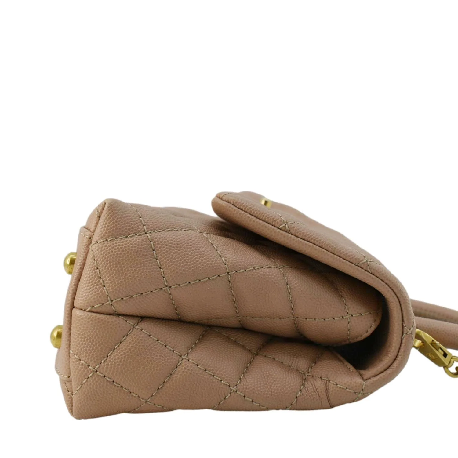 CHANEL CC Coco Flap Caviar Leather Top Handle Shoulder Bag Light Pink - Image 7