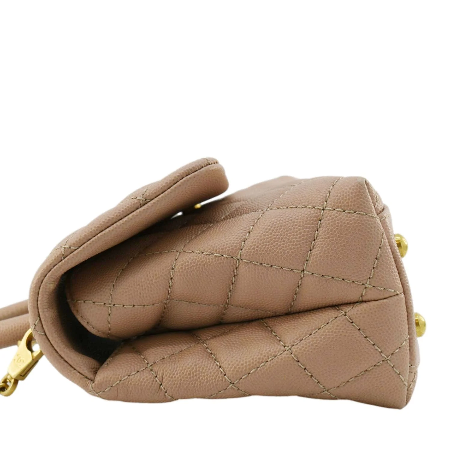 CHANEL CC Coco Flap Caviar Leather Top Handle Shoulder Bag Light Pink - Image 8