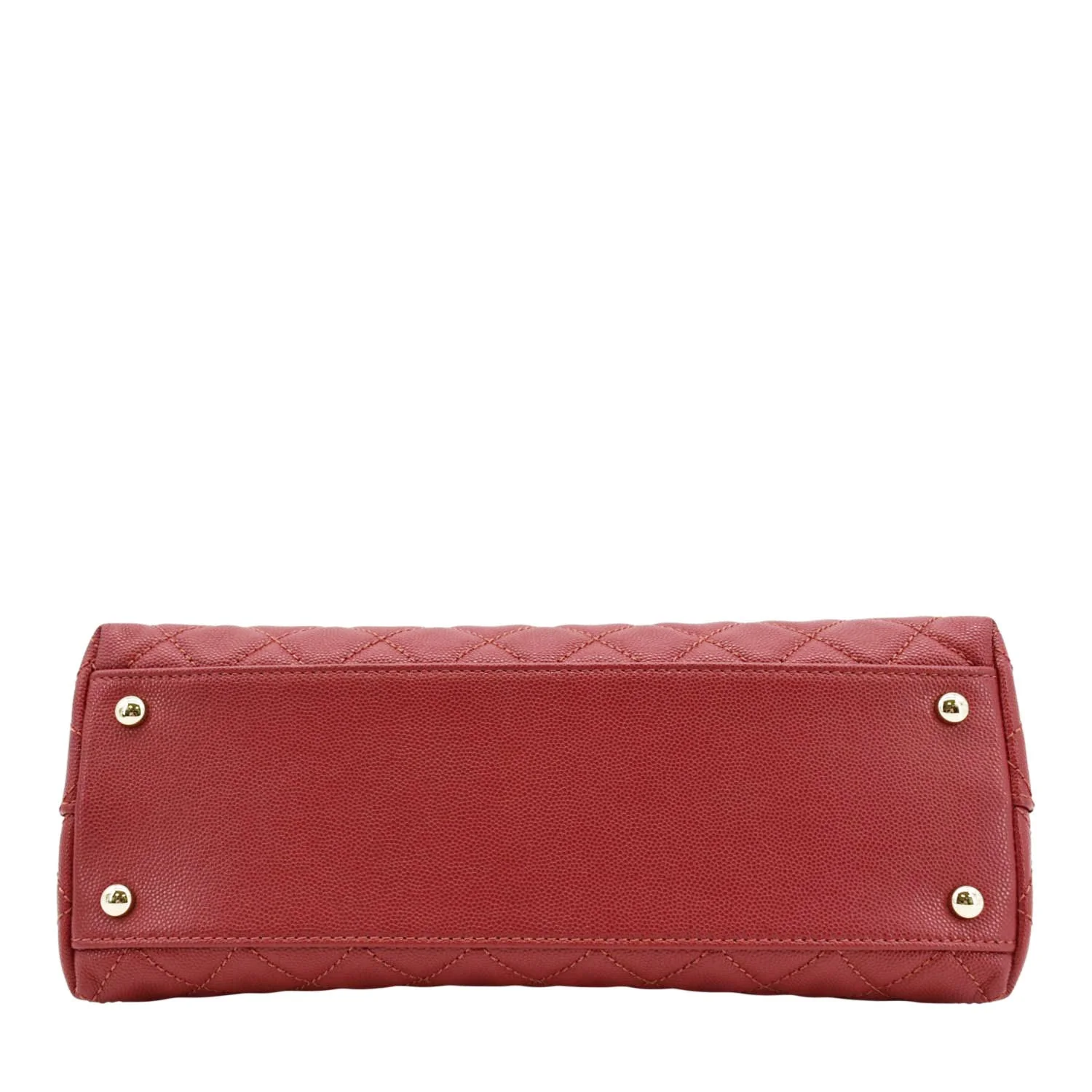 CHANEL CC Coco Caviar Leather Top Handle Flap Shoulder Bag Red - Image 10