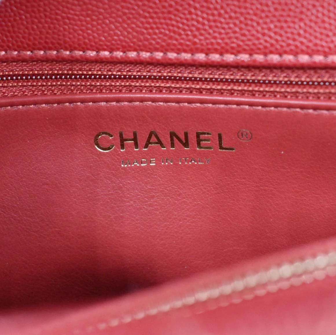 CHANEL CC Coco Caviar Leather Top Handle Flap Shoulder Bag Red - Image 12
