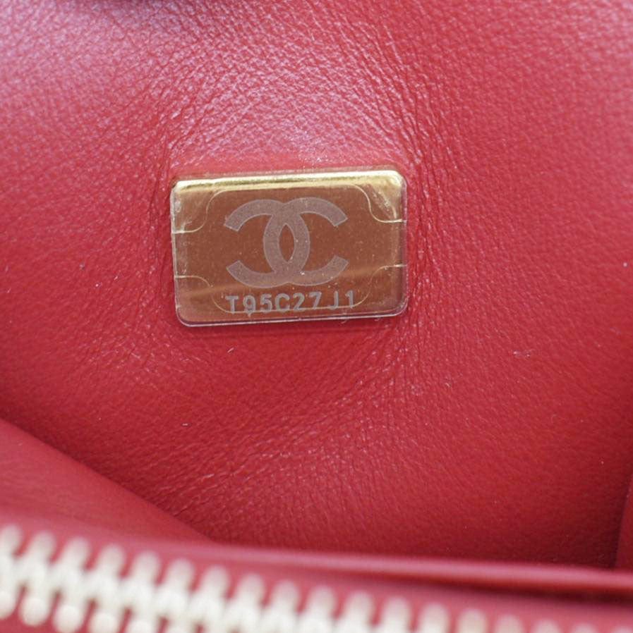 CHANEL CC Coco Caviar Leather Top Handle Flap Shoulder Bag Red - Image 13