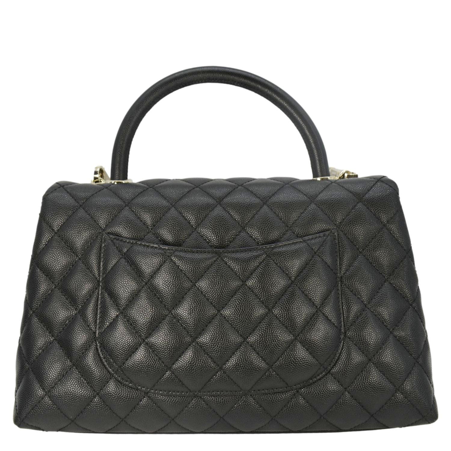 CHANEL Coco Flap Medium Quilted Caviar Leather Handle Shoulder Bag Black - Image 4