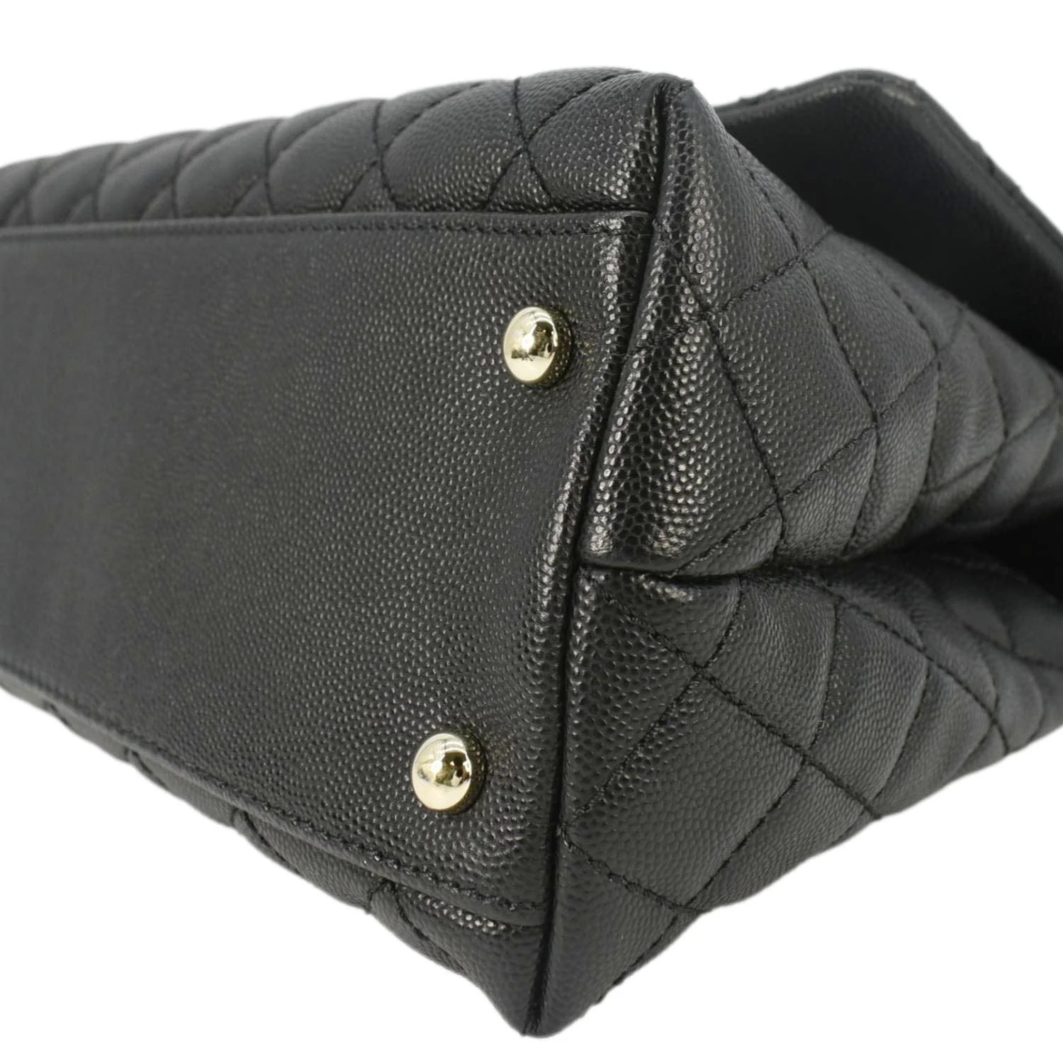 CHANEL Coco Flap Medium Quilted Caviar Leather Handle Shoulder Bag Black - Image 8