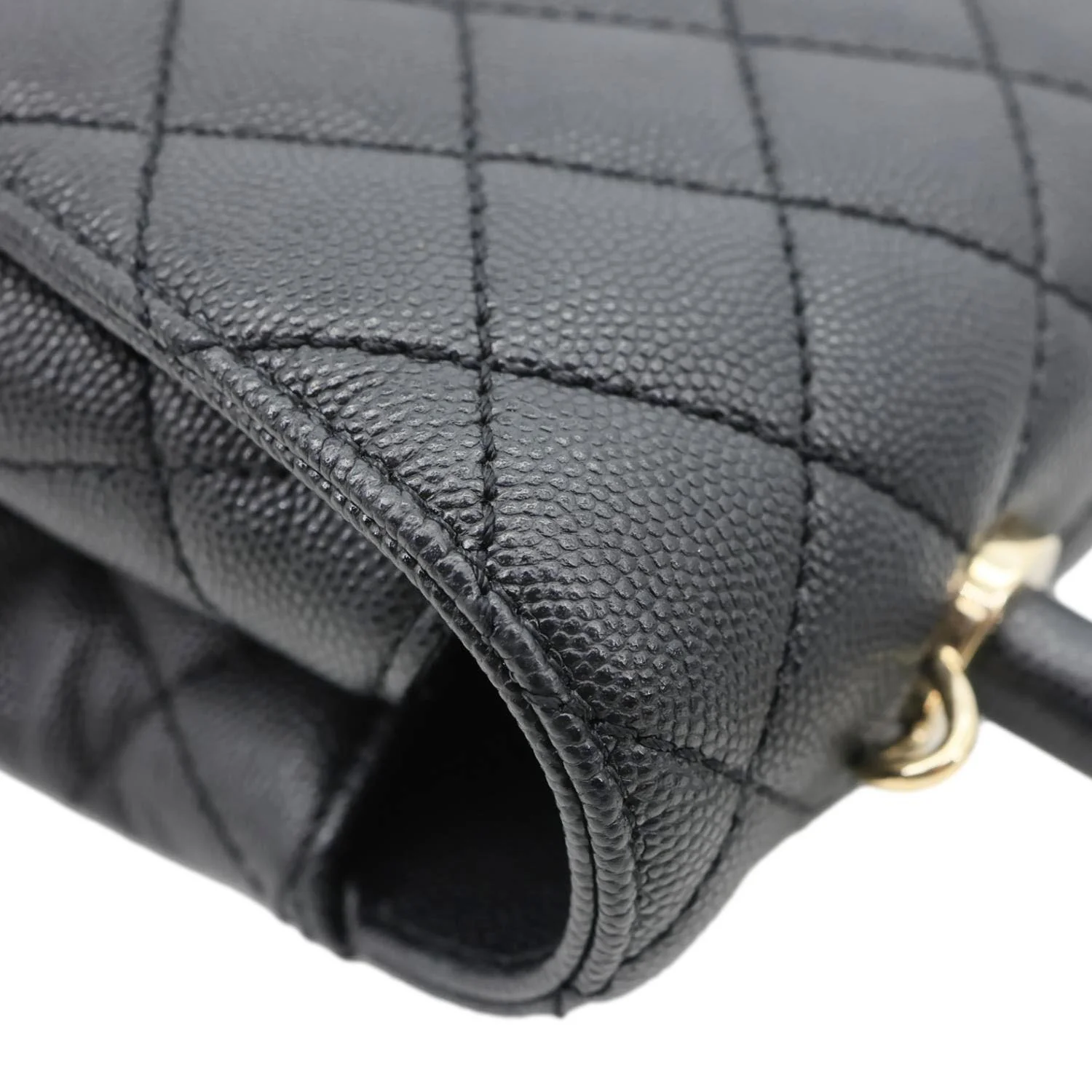 CHANEL Coco Large Quilted Caviar Shoulder Bag Black - Image 6