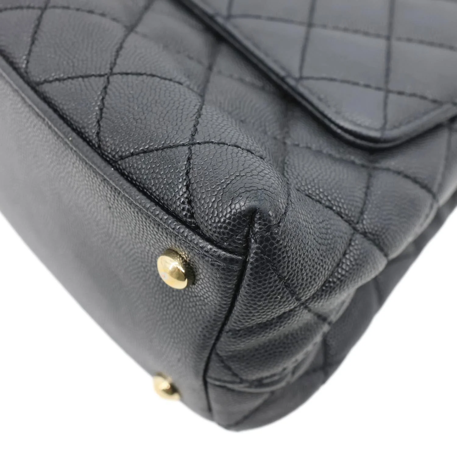 CHANEL Coco Large Quilted Caviar Shoulder Bag Black - Image 8