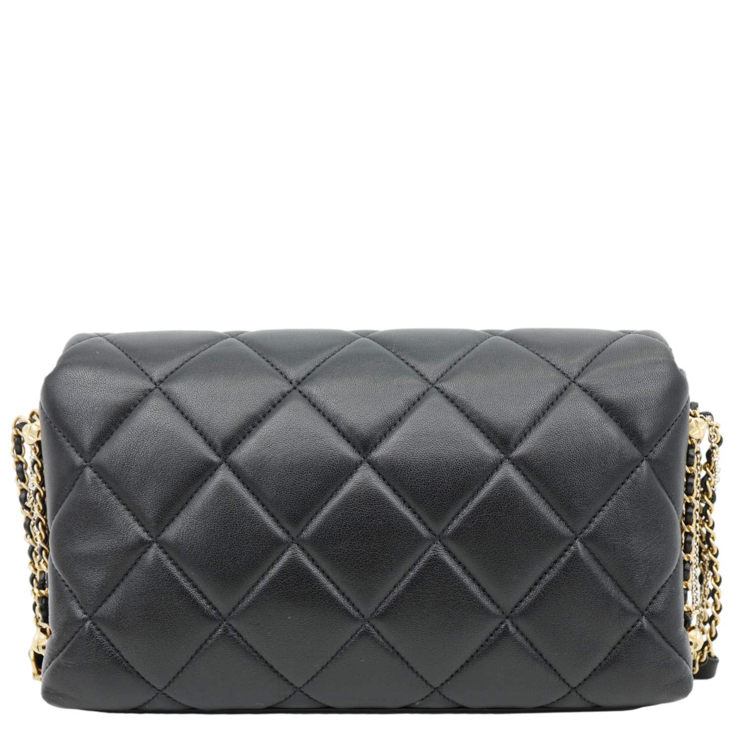 CHANEL Crush On Chains Flap Quilted Lambskin Leather Crossbody Bag Black - Image 3