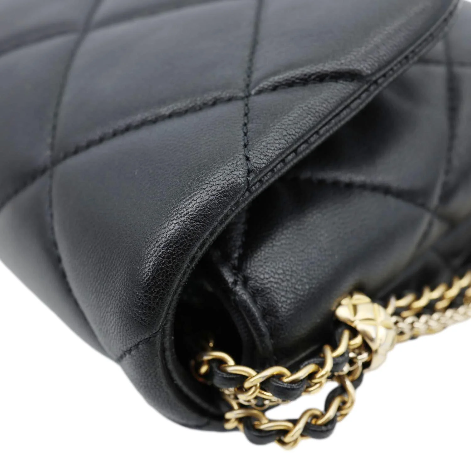 CHANEL Crush On Chains Flap Quilted Lambskin Leather Crossbody Bag Black - Image 6