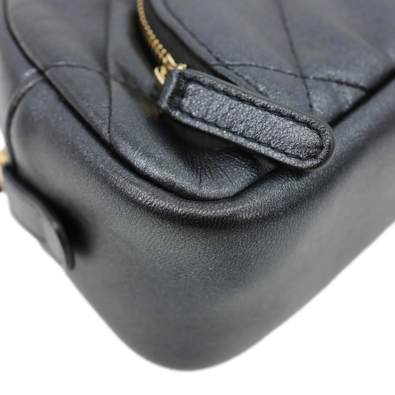CHANEL Curvy Small Quilted Leather Cosmetic Pouch Black - Image 8