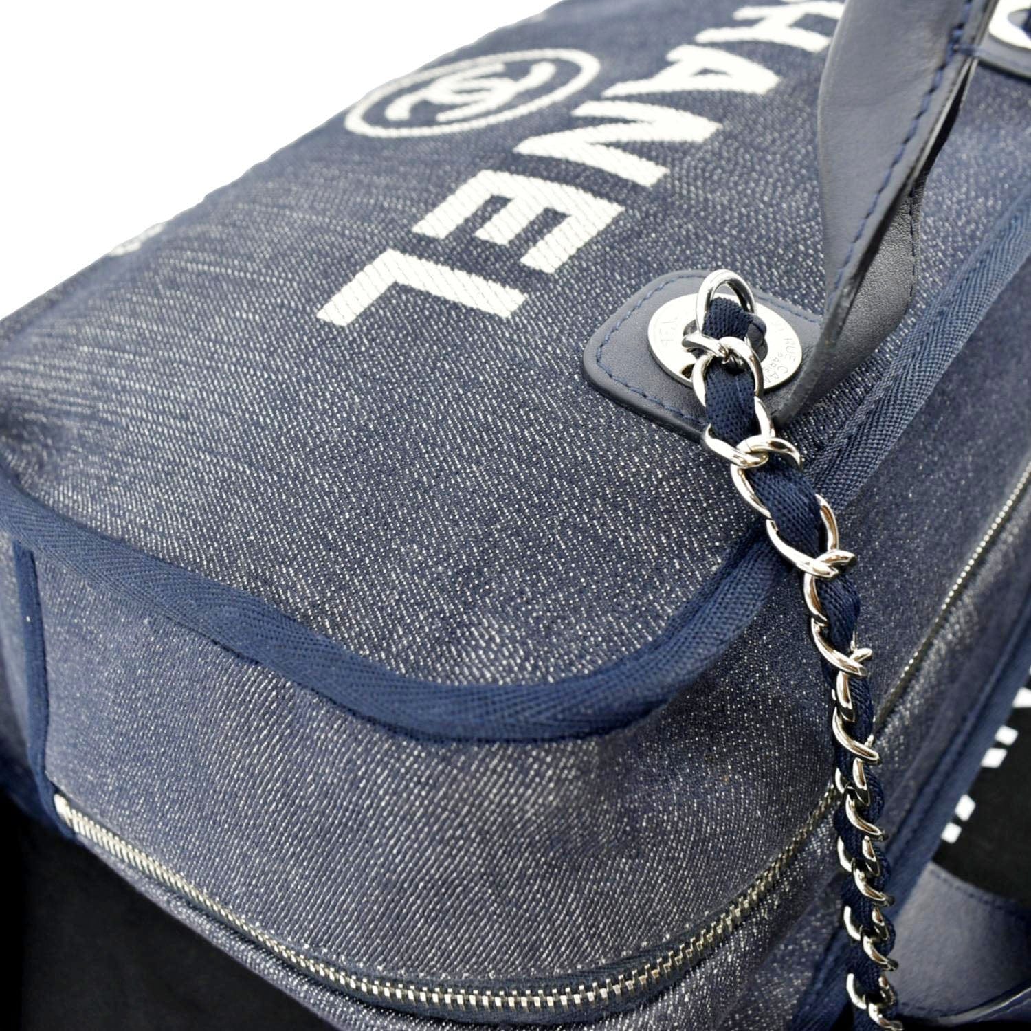 CHANEL Deauville Medium Bowling Denim Shoulder Bag Blue - Image 5