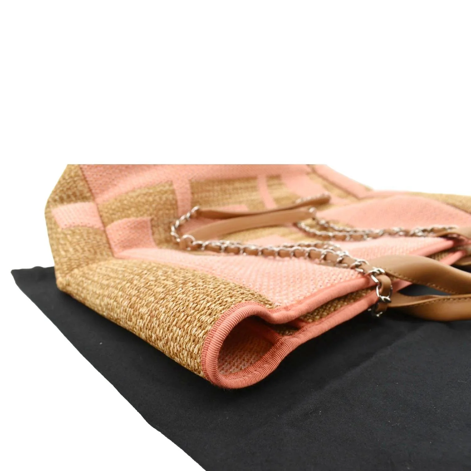 CHANEL Deauville Large Raffia Shopping Tote Bag Pink - Image 6