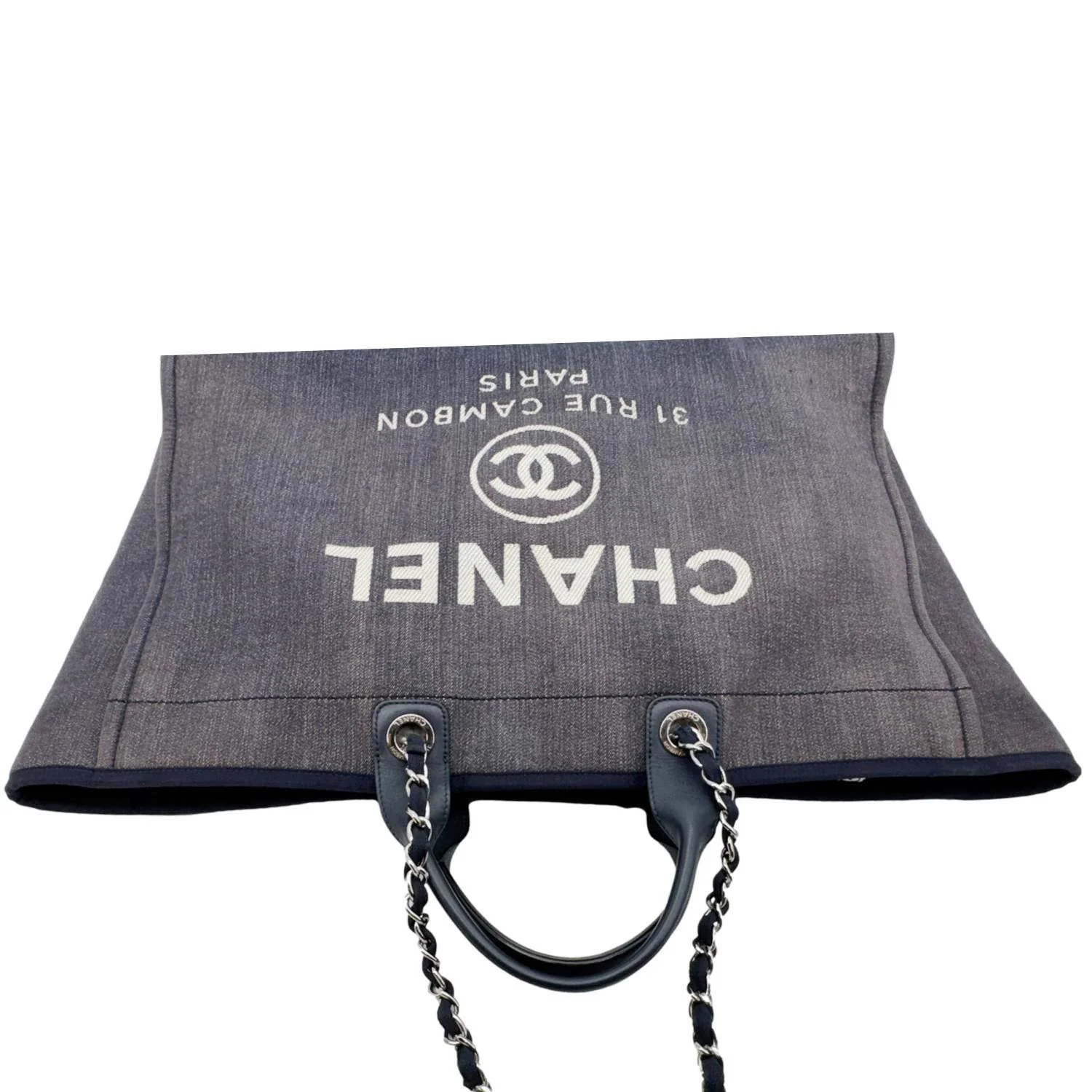 CHANEL Deauville Denim Tote Navy Blue - Image 4