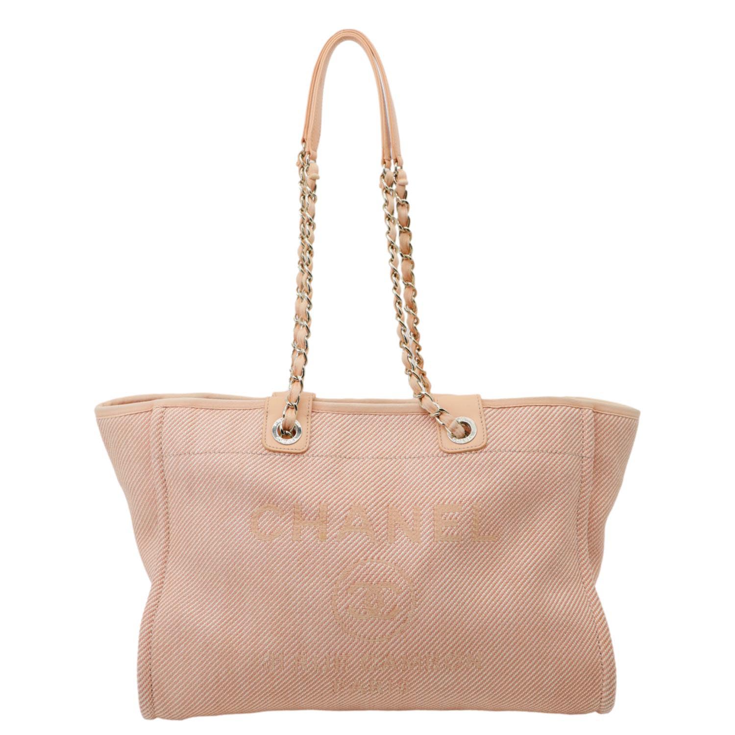 CHANEL Deauville Mixed Fibers Calfskin Leather Tote Bag Peach - Image 4