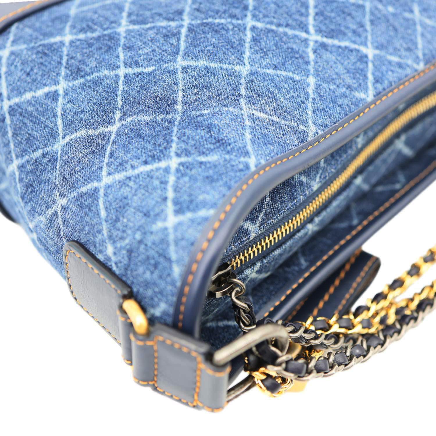 CHANEL Gabrielle Medium Denim Hobo Bag Blue - Image 6