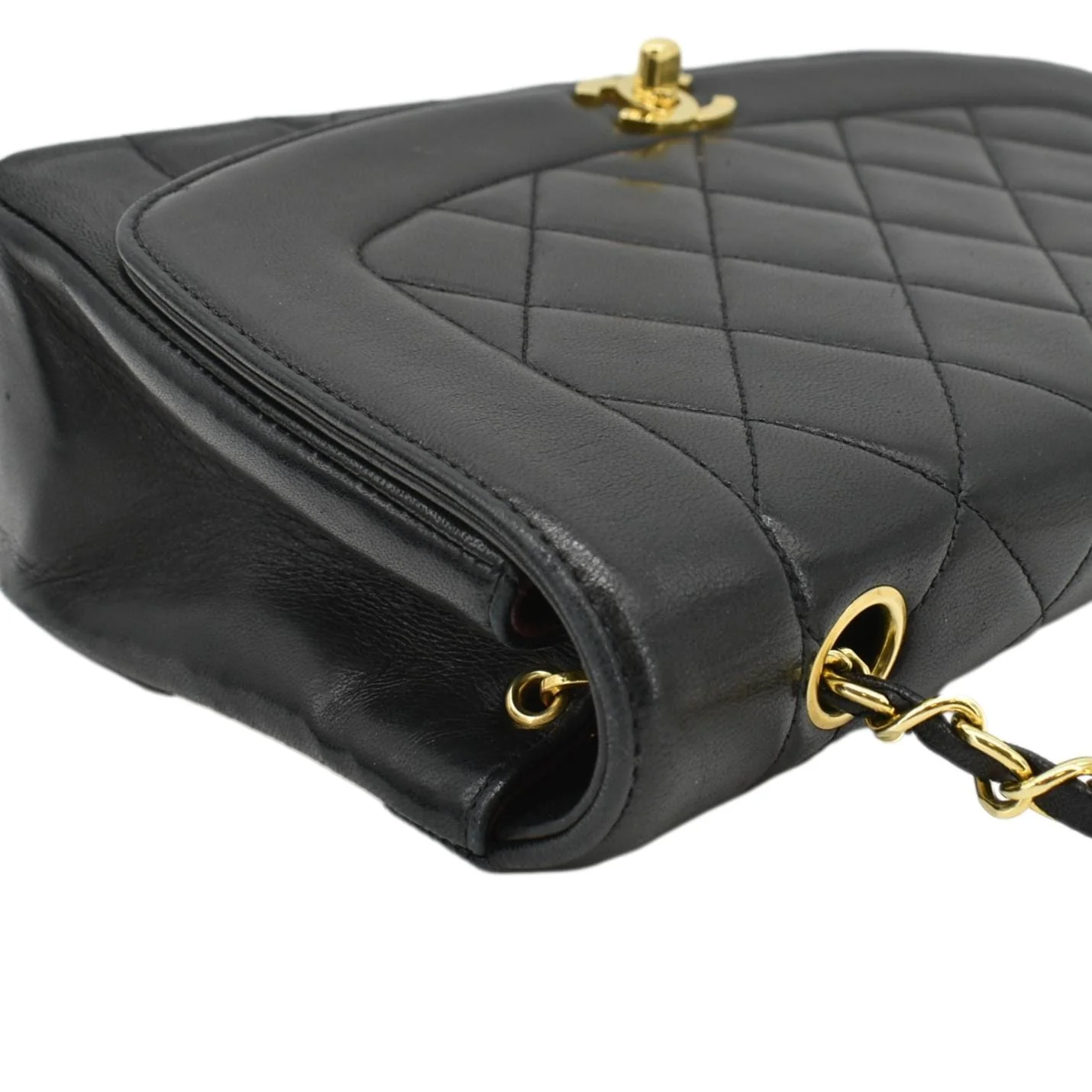 CHANEL Diana Flap Vintage Quilted Leather Shoulder Bag Black - Image 6