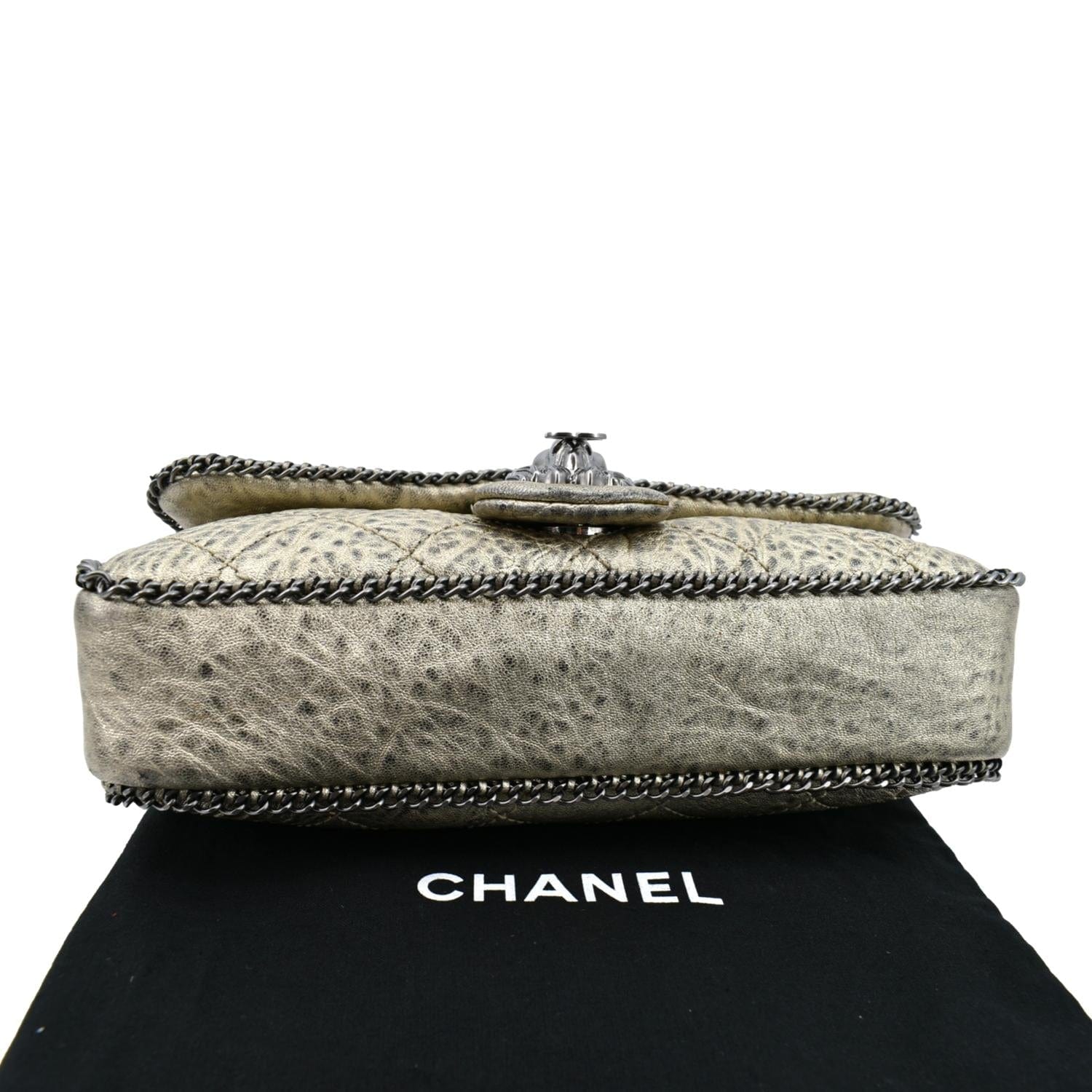 CHANEL Distressed Leo Lion Medium Flap Lambskin Leather Shoulder Bag Metallic - Image 11