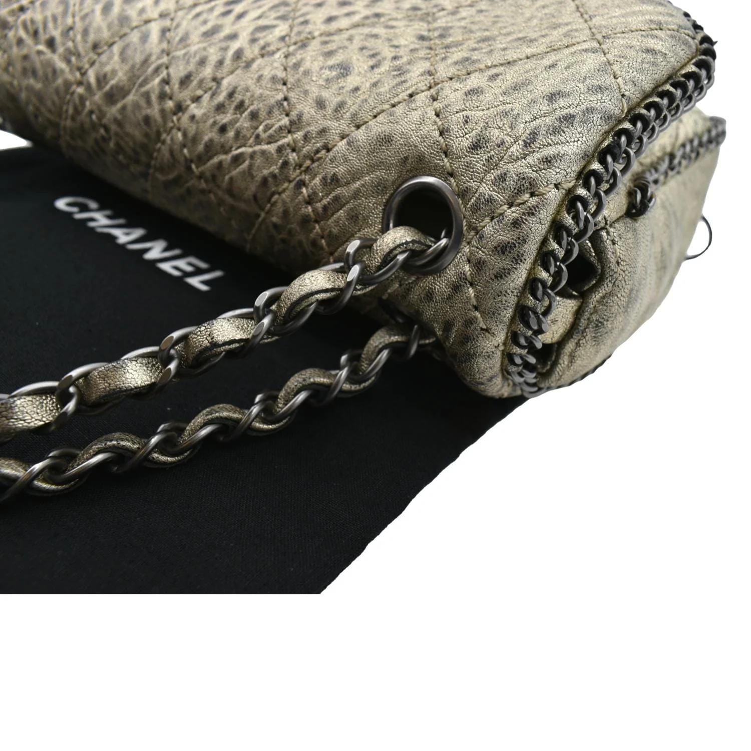 CHANEL Distressed Leo Lion Medium Flap Lambskin Leather Shoulder Bag Metallic - Image 7
