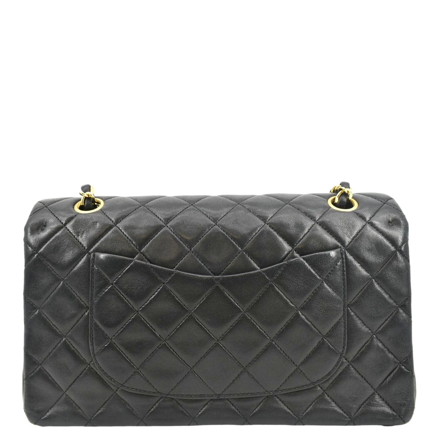CHANEL Classic Medium Double Flap Leather Shoulder Bag Black - Image 3