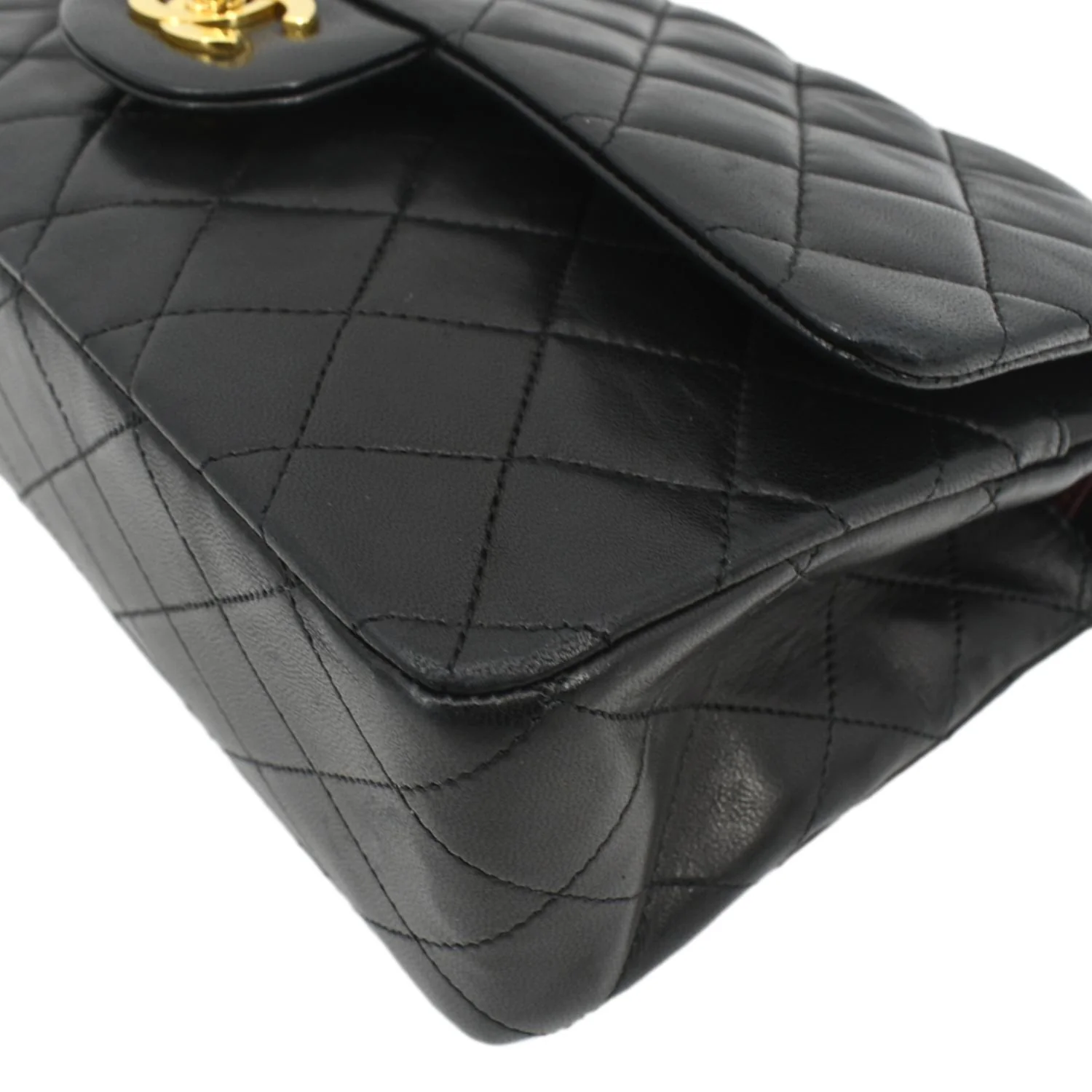 CHANEL Classic Medium Double Flap Leather Shoulder Bag Black - Image 7
