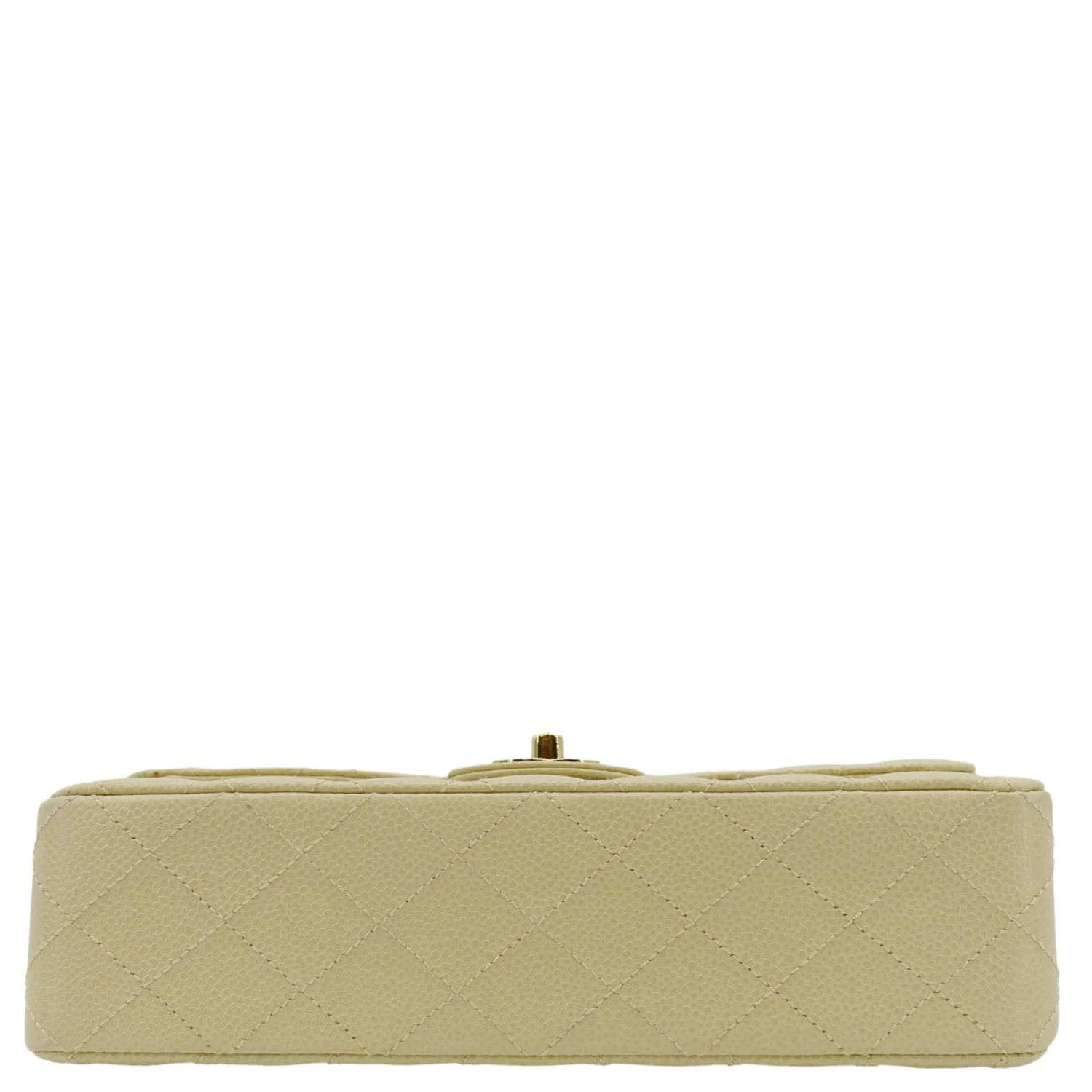 CHANEL Classic Double Flap Quilted Caviar Leather Shoulder Bag Cream - Image 10