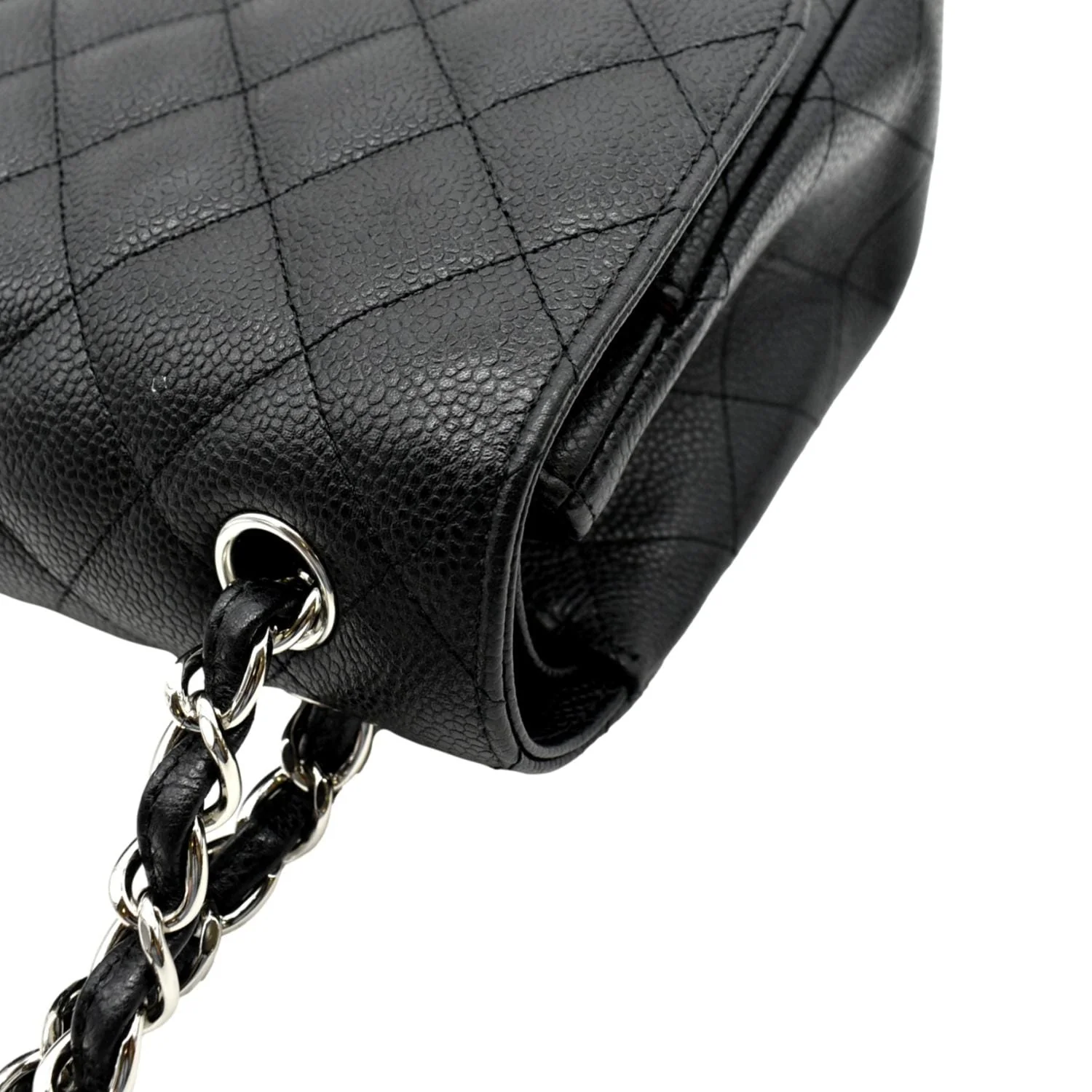 CHANEL Classic Jumbo Double Flap Quilted Caviar Leather Shoulder Bag Black - Image 7