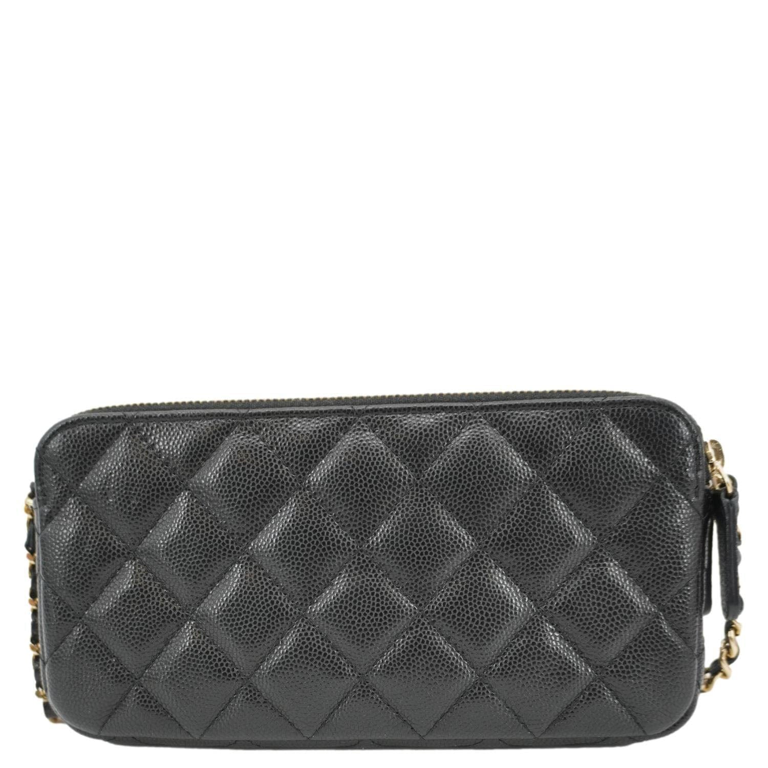 CHANEL Wallet on Chain Double Zip Caviar Leather Crossbody Bag Black - Image 4