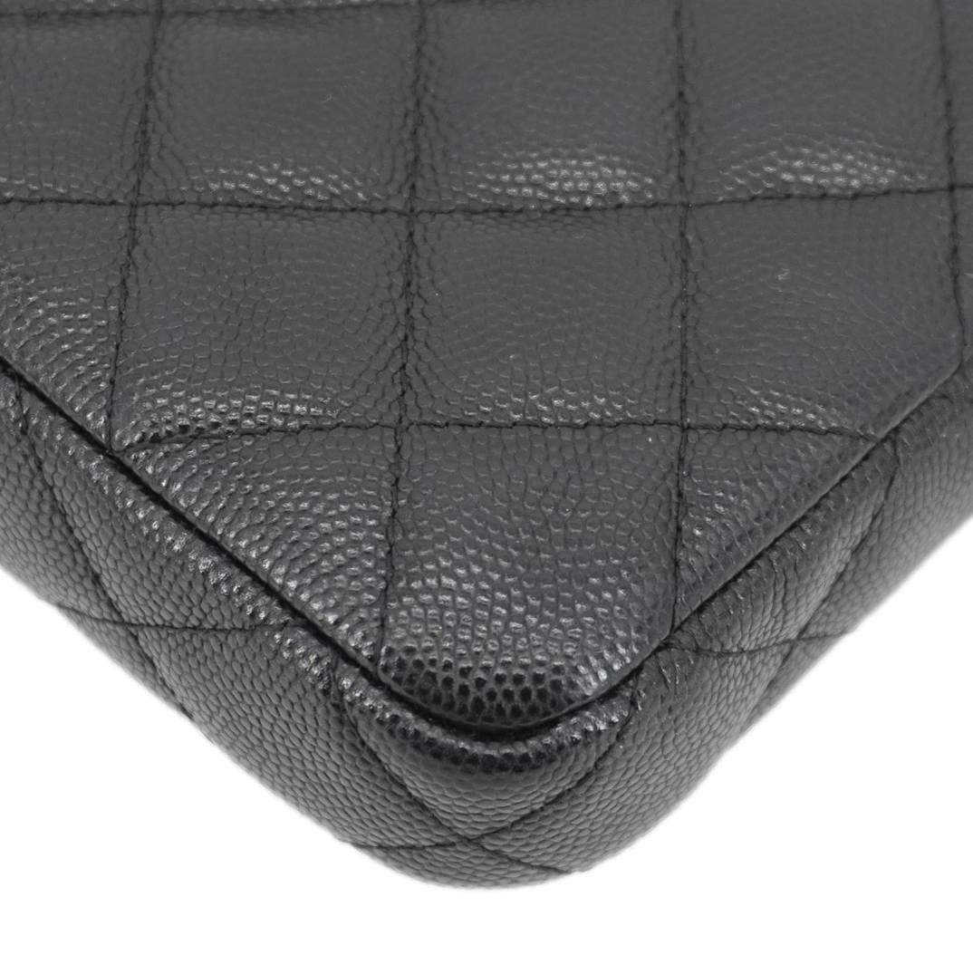 CHANEL Wallet on Chain Double Zip Caviar Leather Crossbody Bag Black - Image 8