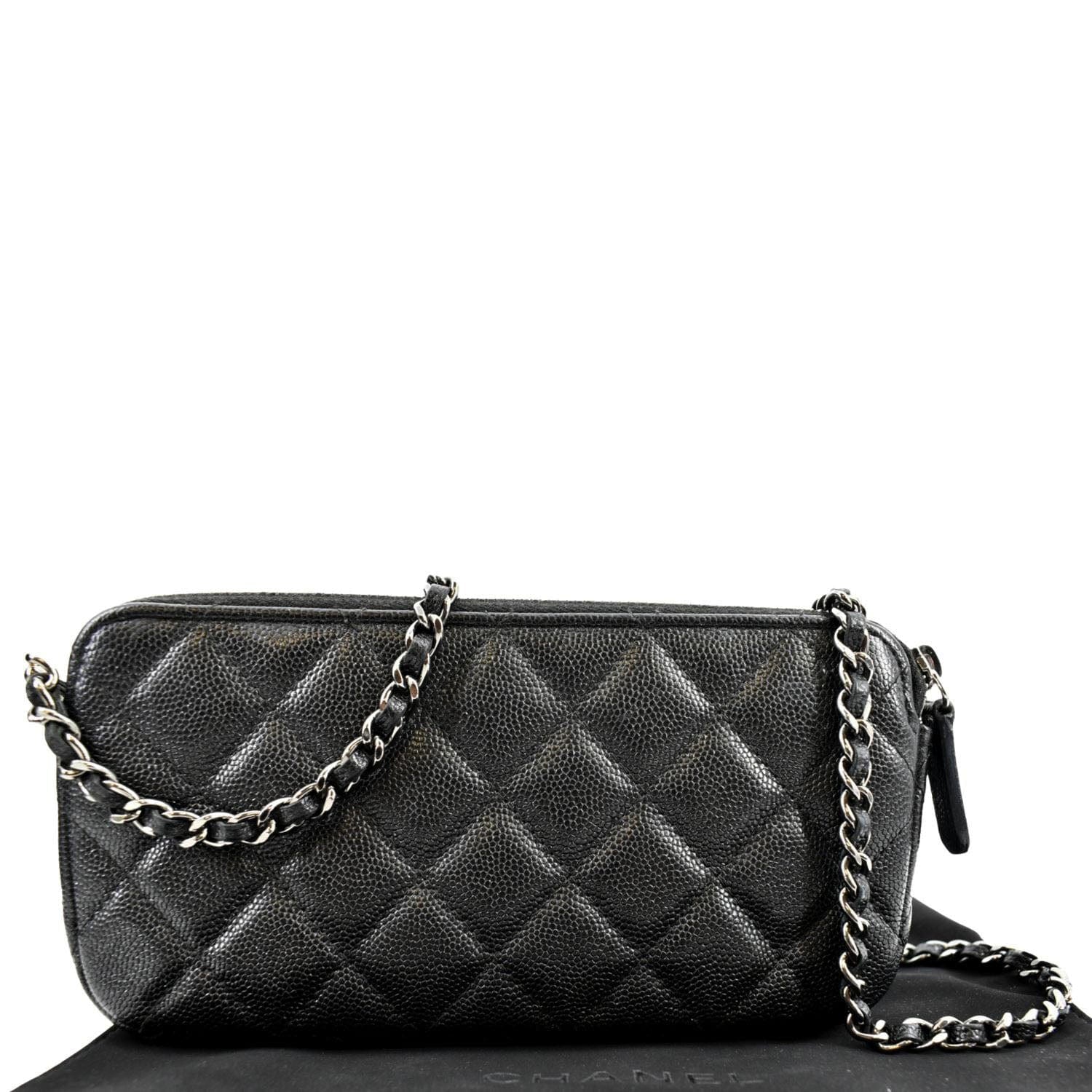 CHANEL Double Zip Quilted Lambskin Leather Shoulder Bag Black - Image 3