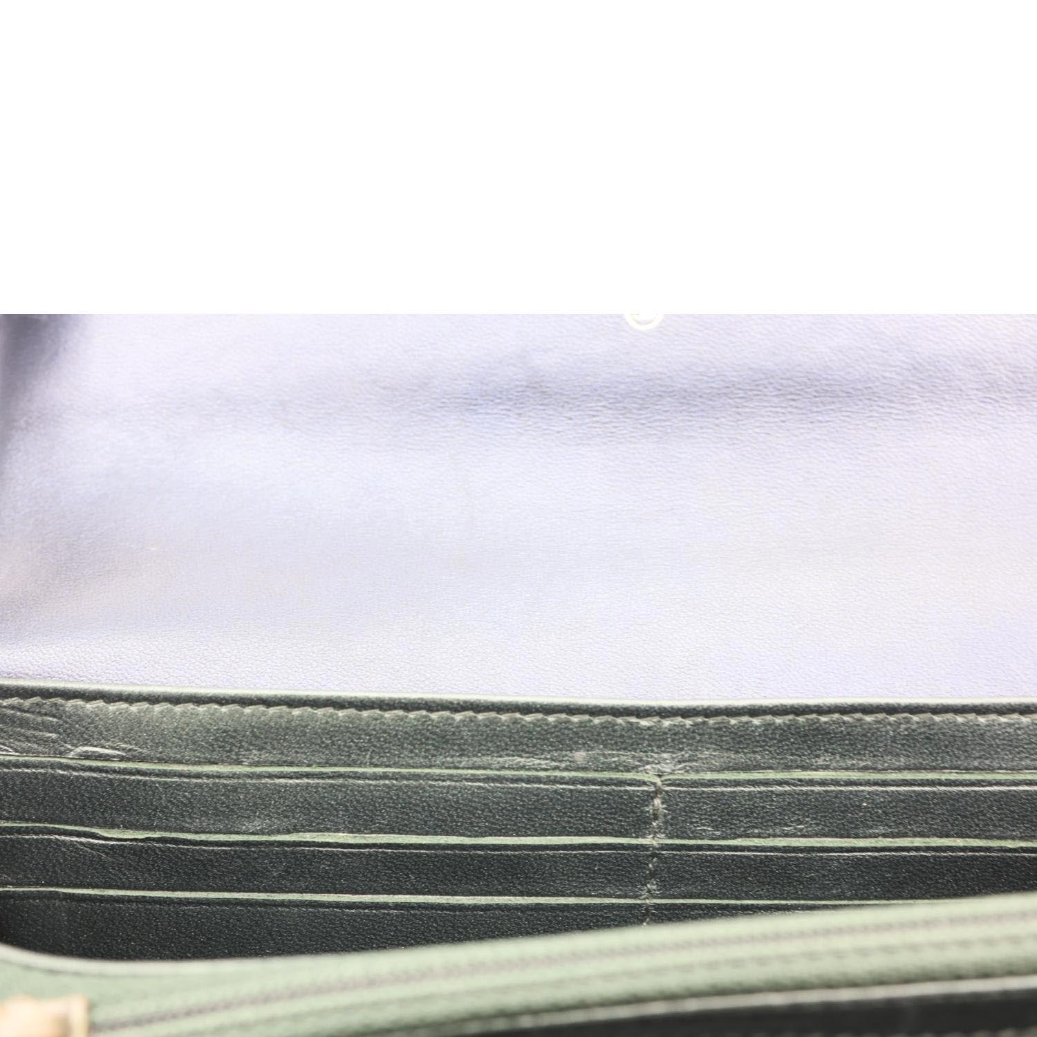 CHANEL Camellia Gusset Flap Embossed Lambskin Leather Wallet Navy Blue - Image 11