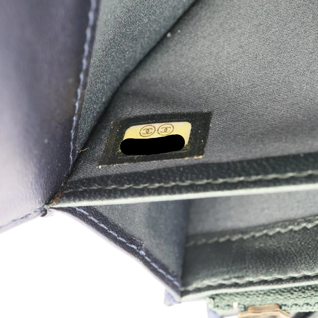 CHANEL Camellia Gusset Flap Embossed Lambskin Leather Wallet Navy Blue - Image 16