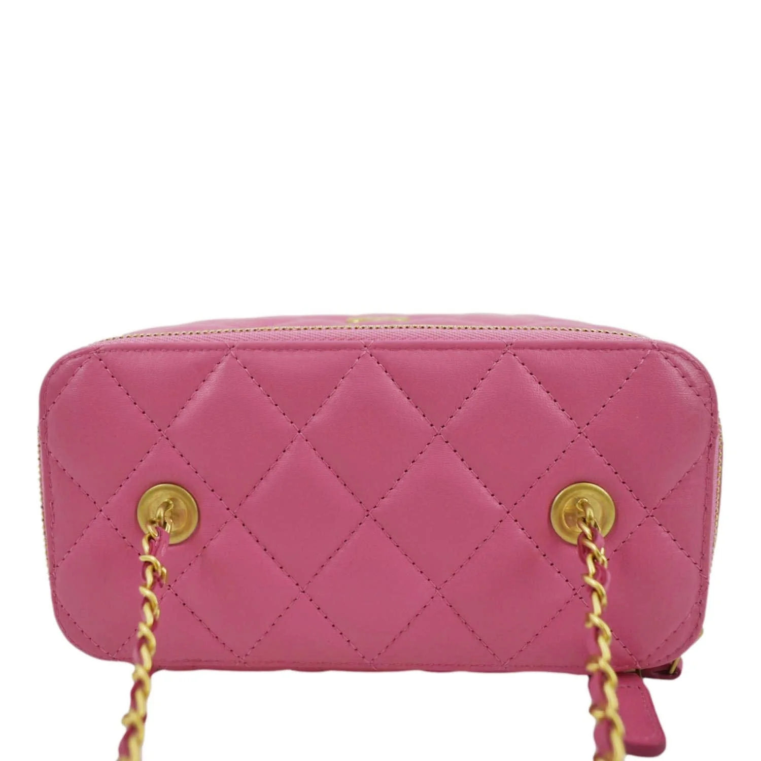 CHANEL Enamel Coco Hearts Small Quilted Leather Crossbody Vanity Case Pink - Image 5