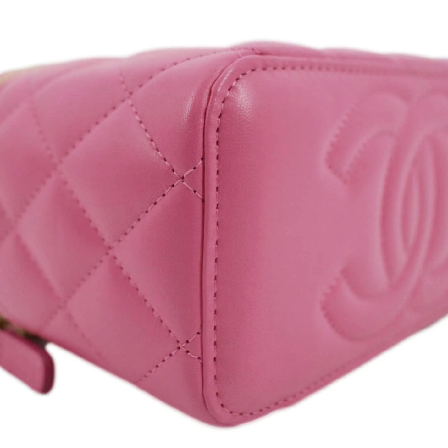 CHANEL Enamel Coco Hearts Small Quilted Leather Crossbody Vanity Case Pink - Image 9