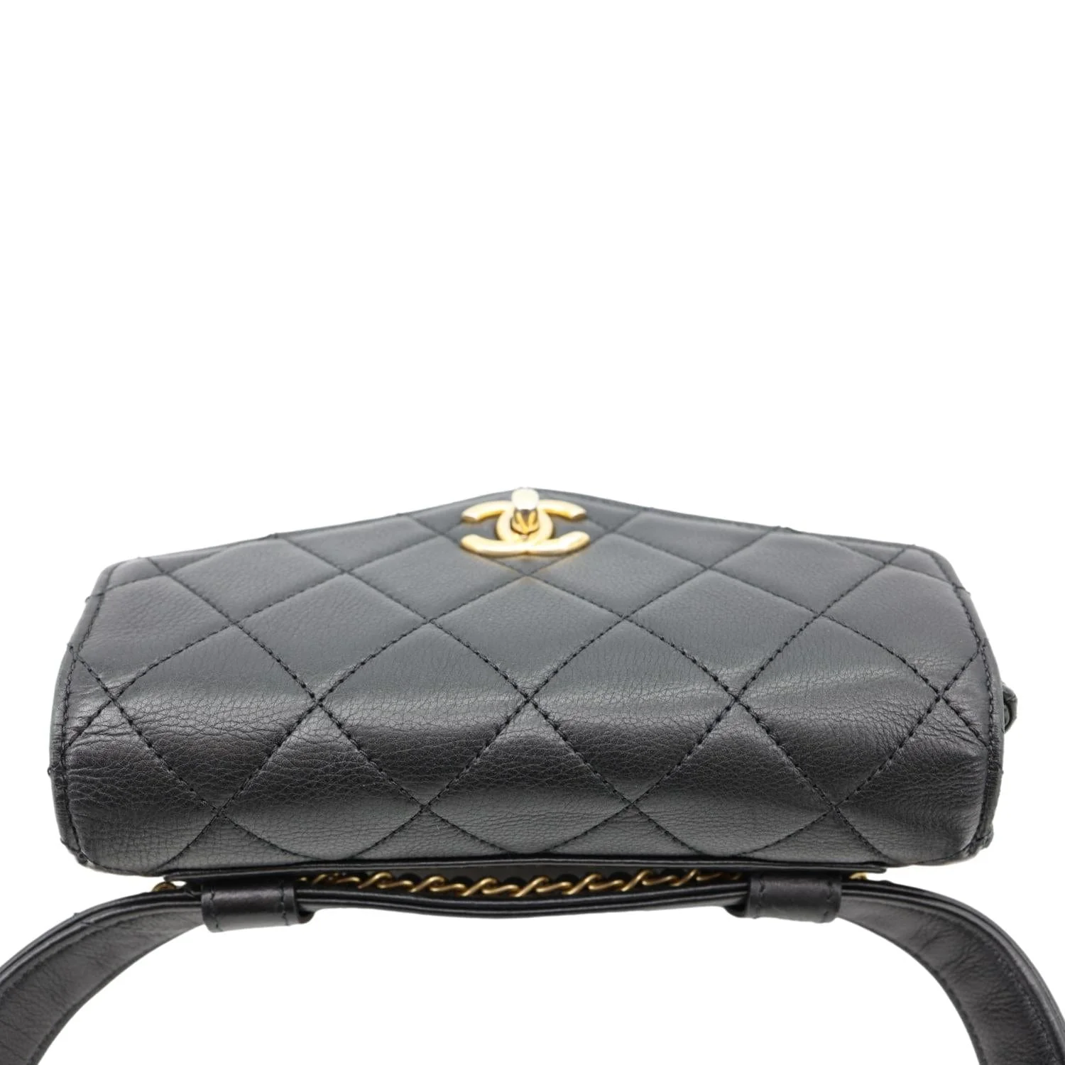 CHANEL Envelope Flap Quilted Leather Chain Belt Bag Black - Image 3