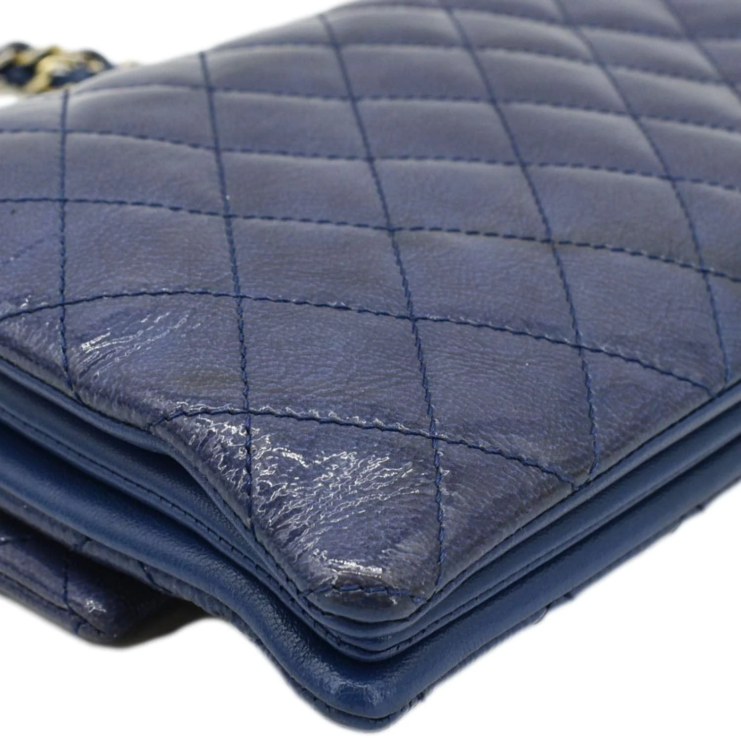 Chanel Envelope Lock 3 Small Quilted Patent Leather Shoulder Bag Blue - Image 10