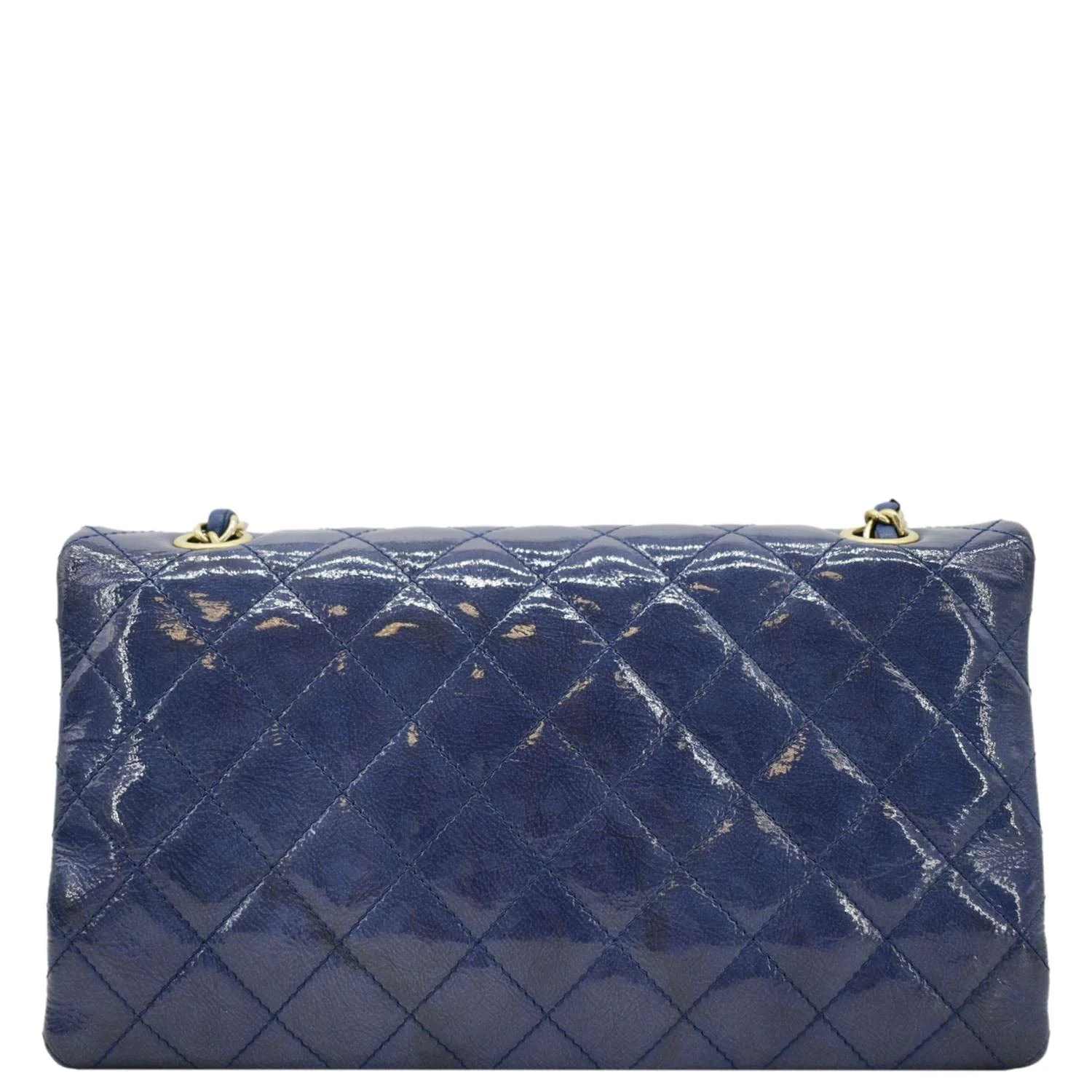Chanel Envelope Lock 3 Small Quilted Patent Leather Shoulder Bag Blue - Image 4