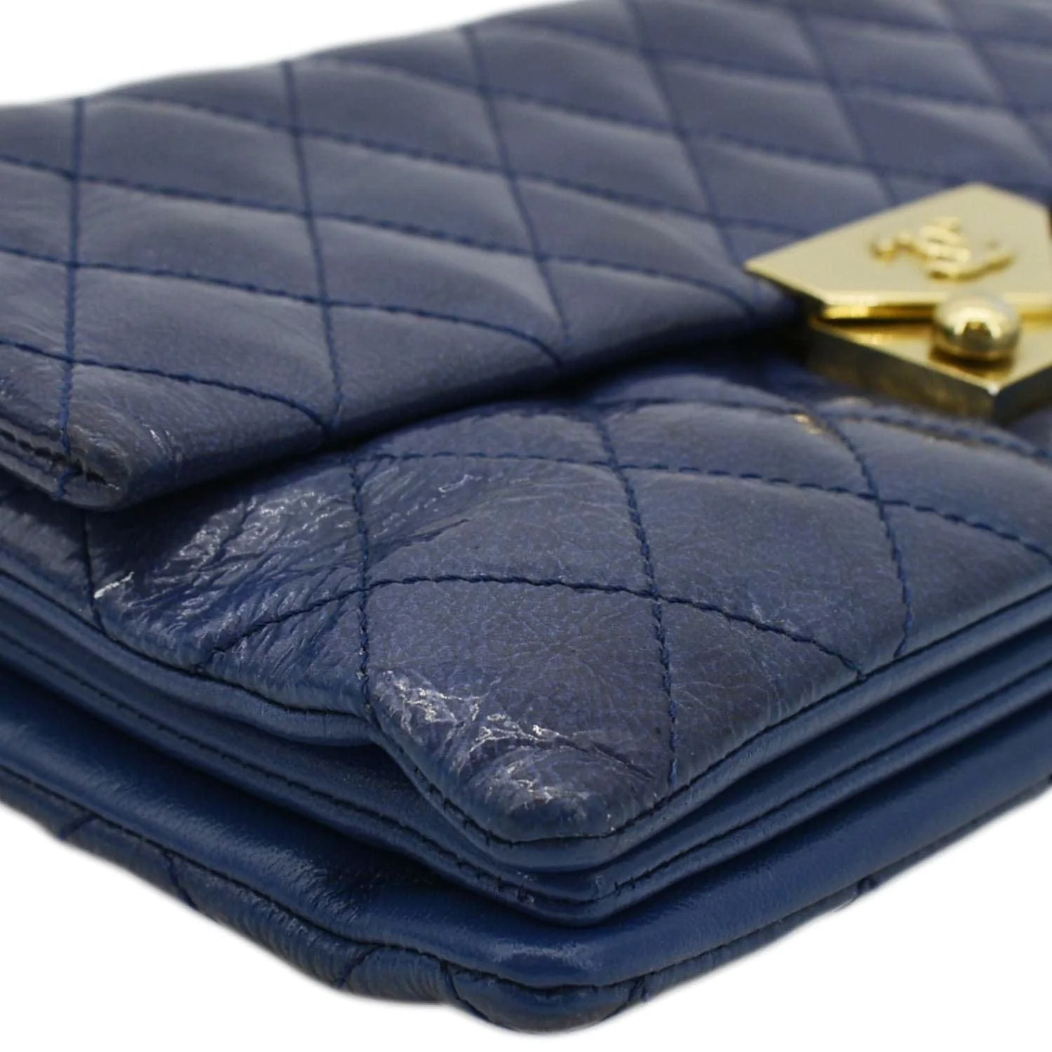 Chanel Envelope Lock 3 Small Quilted Patent Leather Shoulder Bag Blue - Image 8