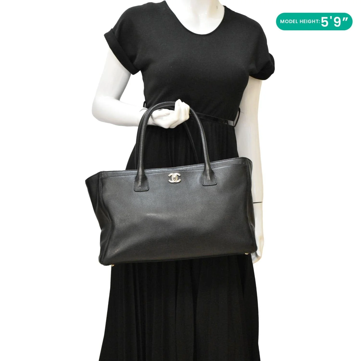 CHANEL Executive Cerf Leather Tote Bag Black - Image 2