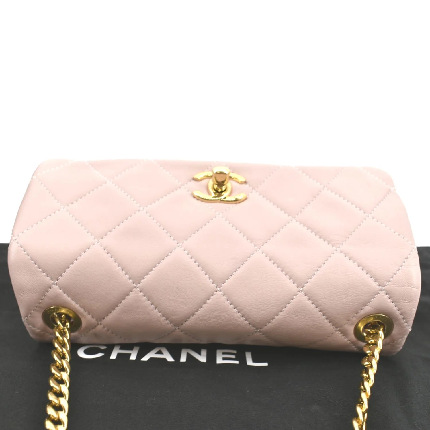 CHANEL Mini Flap Quilted Leather Shoulder Bag Light Pink - Image 4