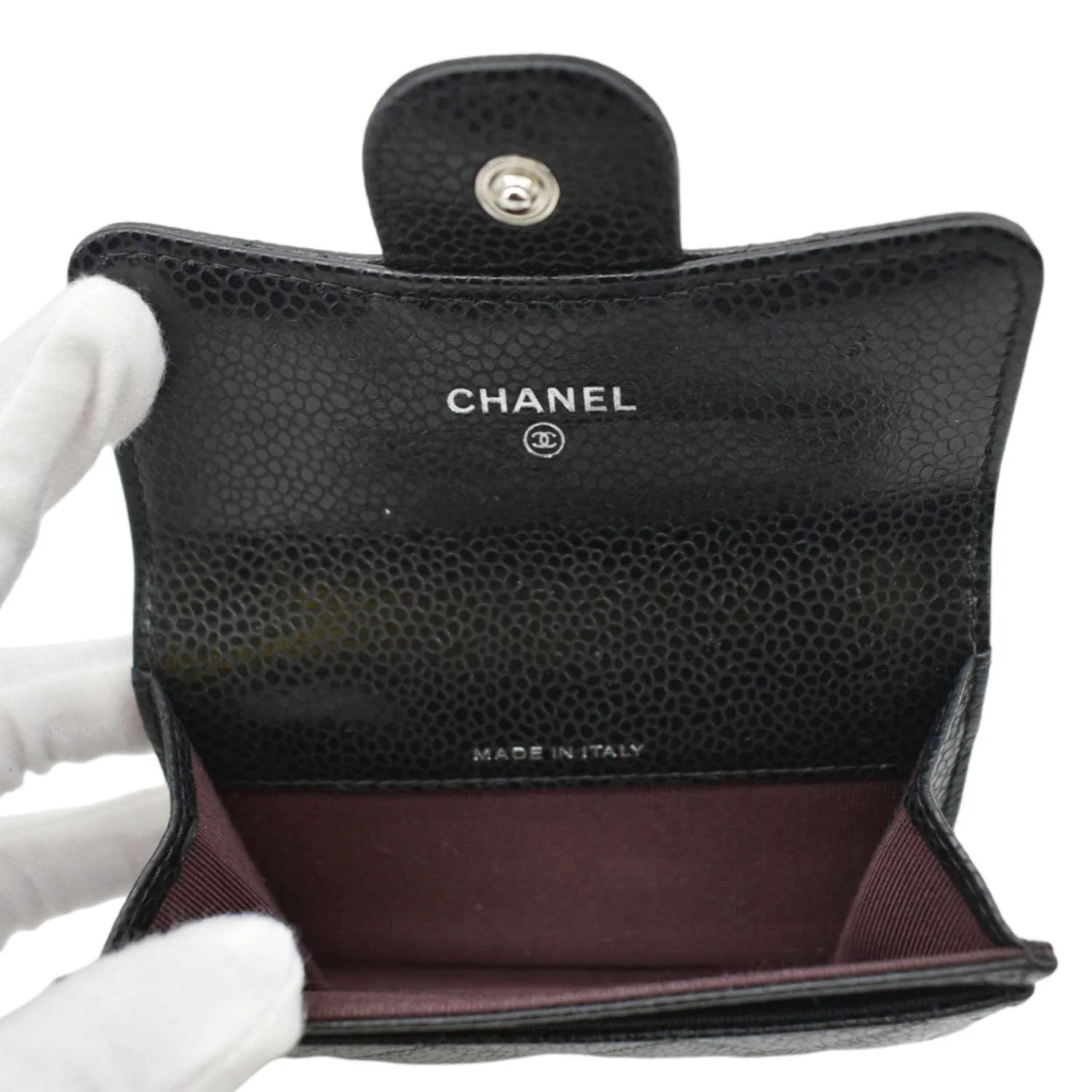 CHANEL Flap Quilted Caviar Leather Card Holder Black - Image 11