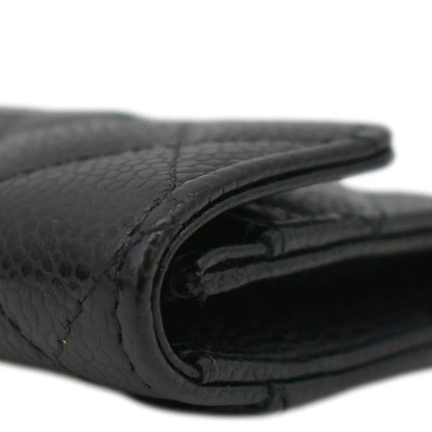 CHANEL Flap Quilted Caviar Leather Card Holder Black - Image 7