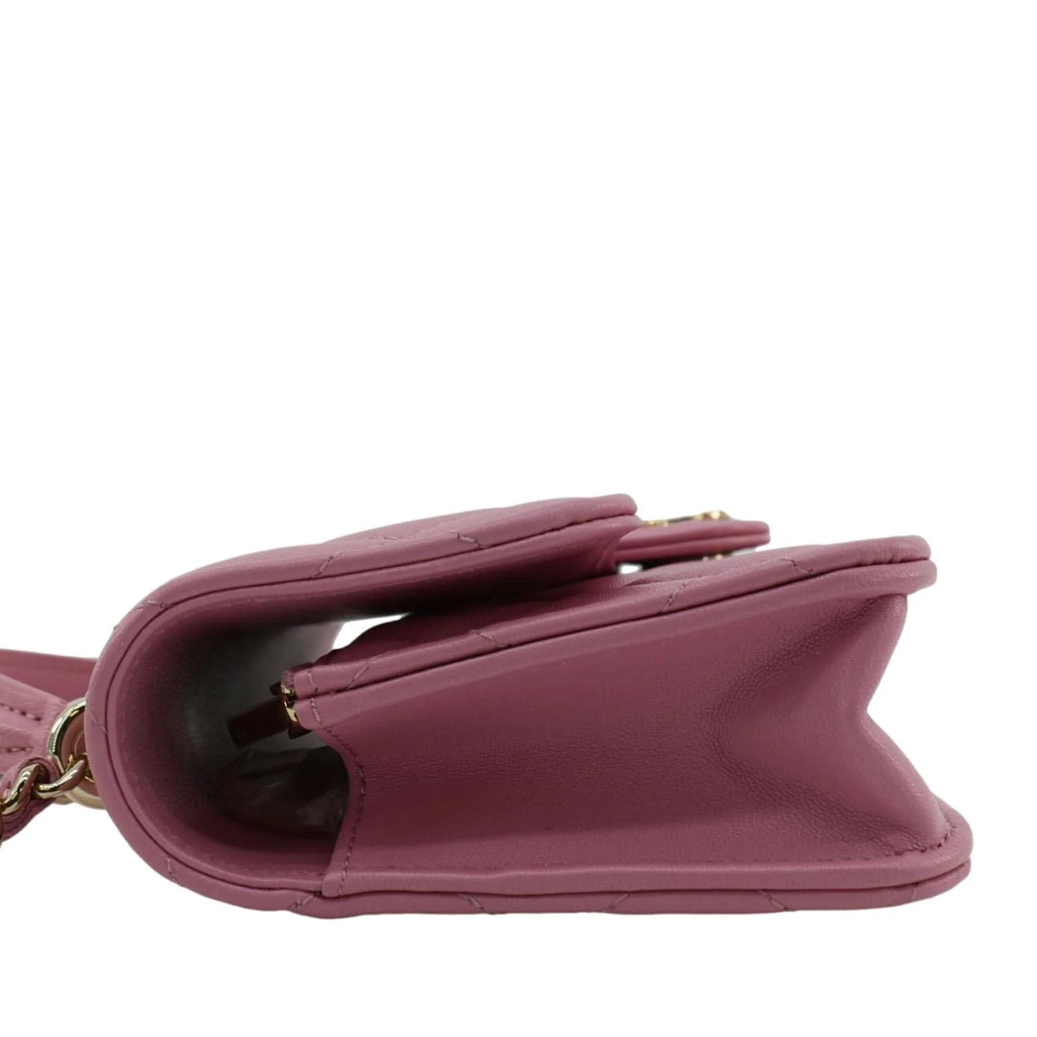 CHANEL Flap Phone Holder Quilted Leather Chain Crossbody Bag Pink - Image 8