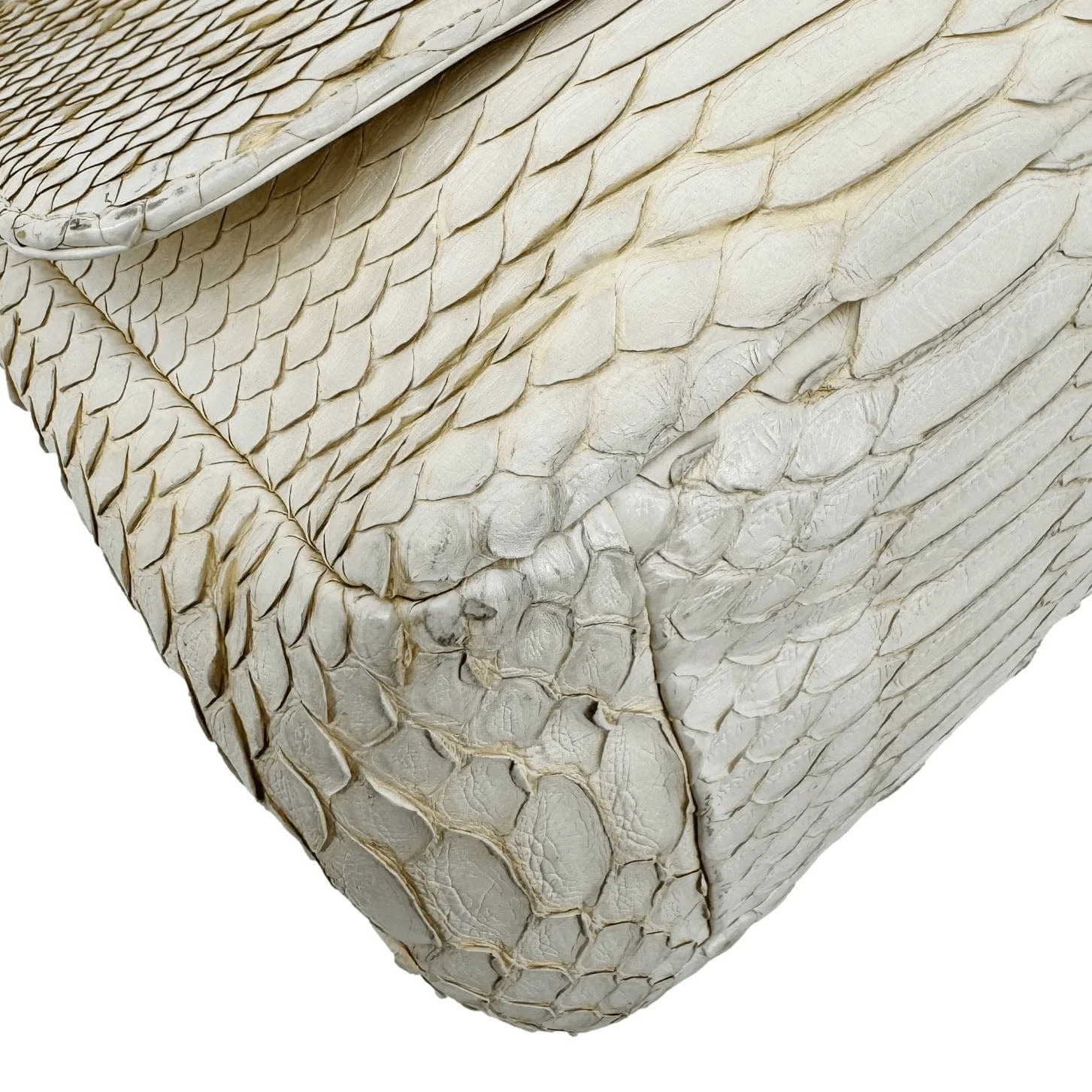 CHANEL Flap Python Leather Crossbody Bag Ivory - Image 11