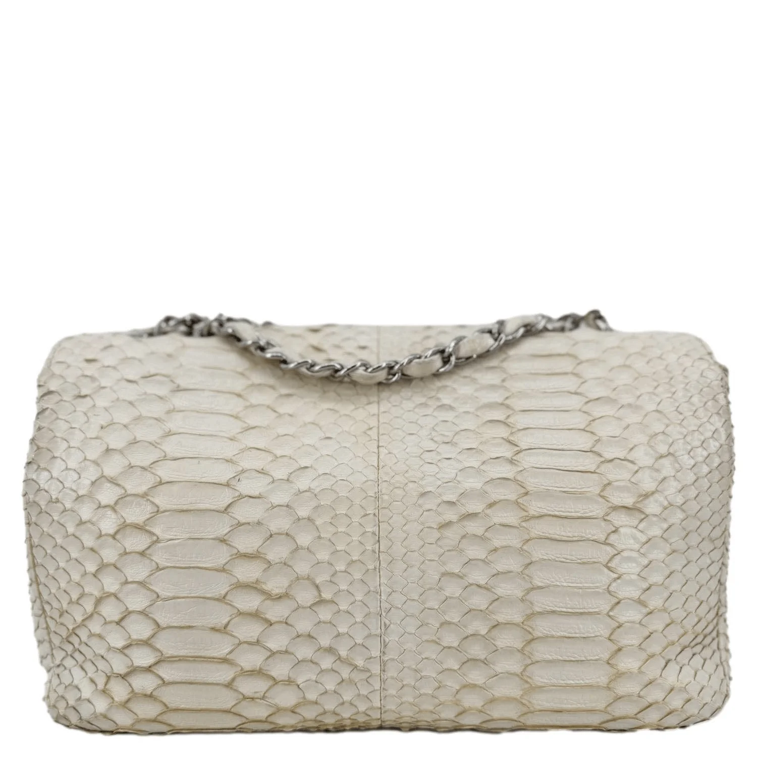 CHANEL Flap Python Leather Crossbody Bag Ivory - Image 3