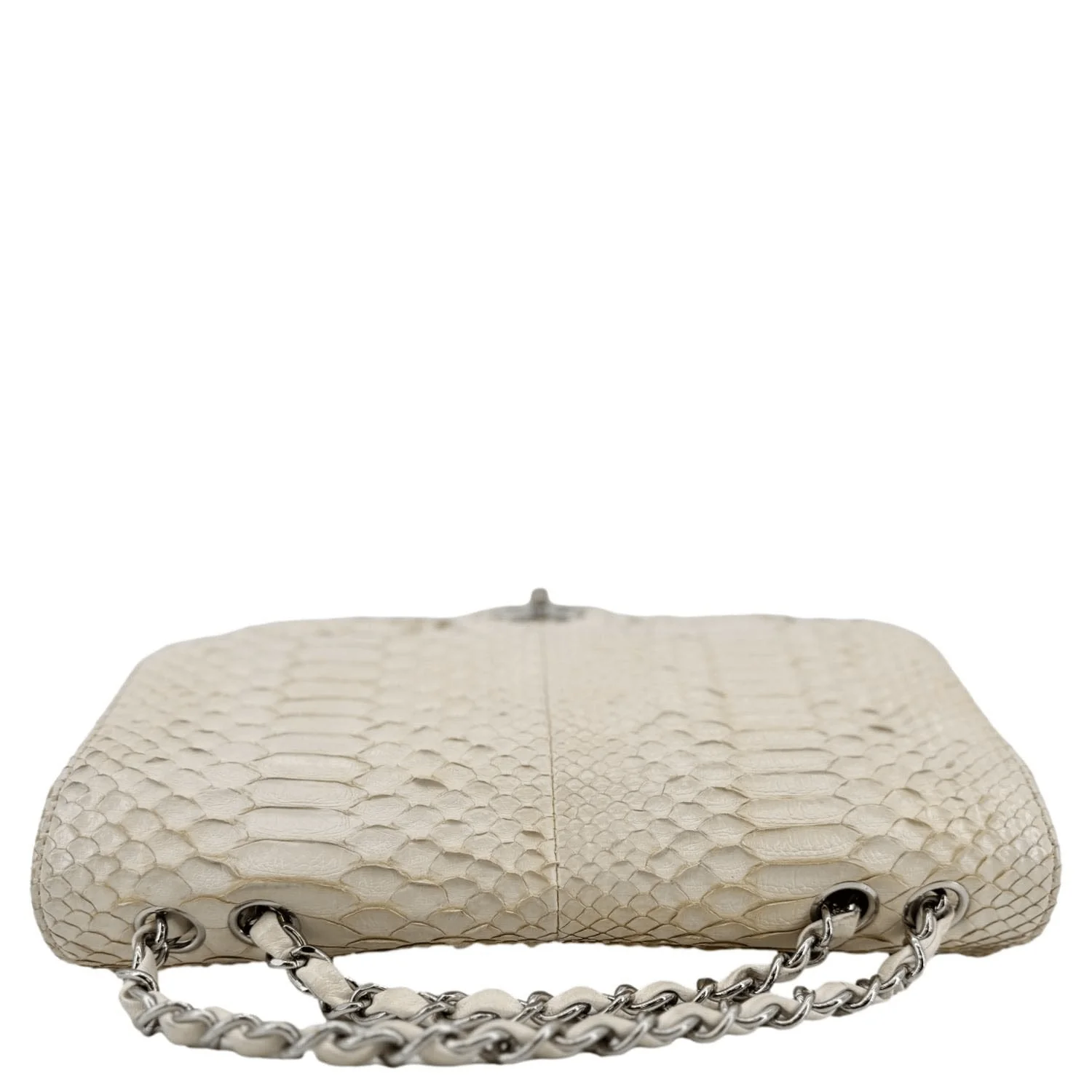 CHANEL Flap Python Leather Crossbody Bag Ivory - Image 4
