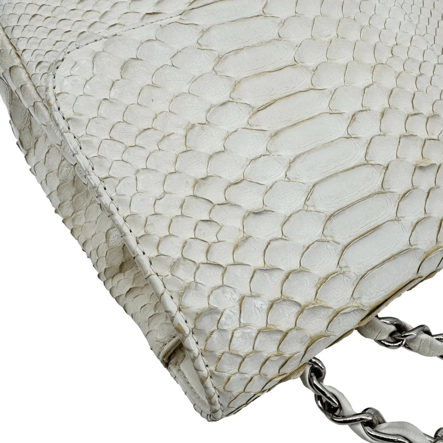 CHANEL Flap Python Leather Crossbody Bag Ivory - Image 5