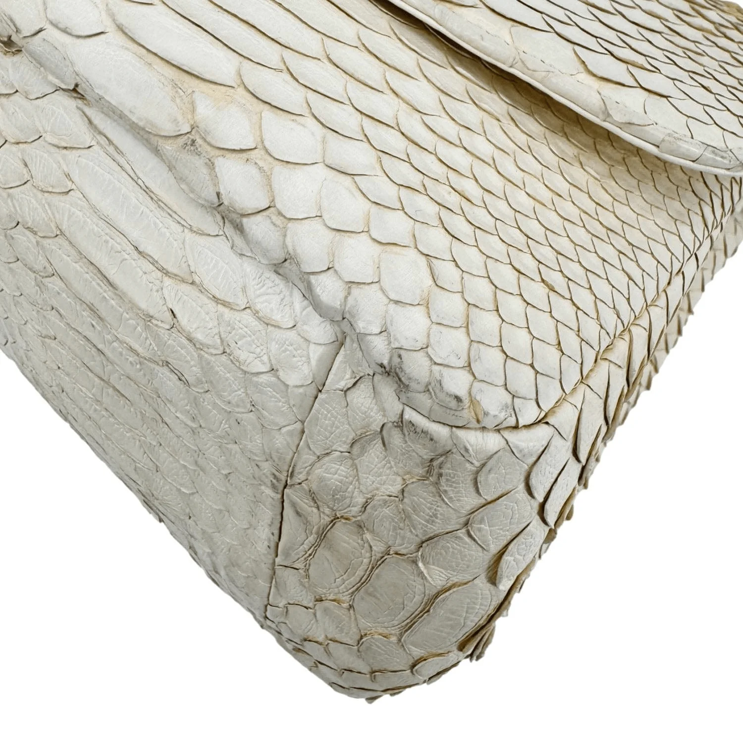 CHANEL Flap Python Leather Crossbody Bag Ivory - Image 9