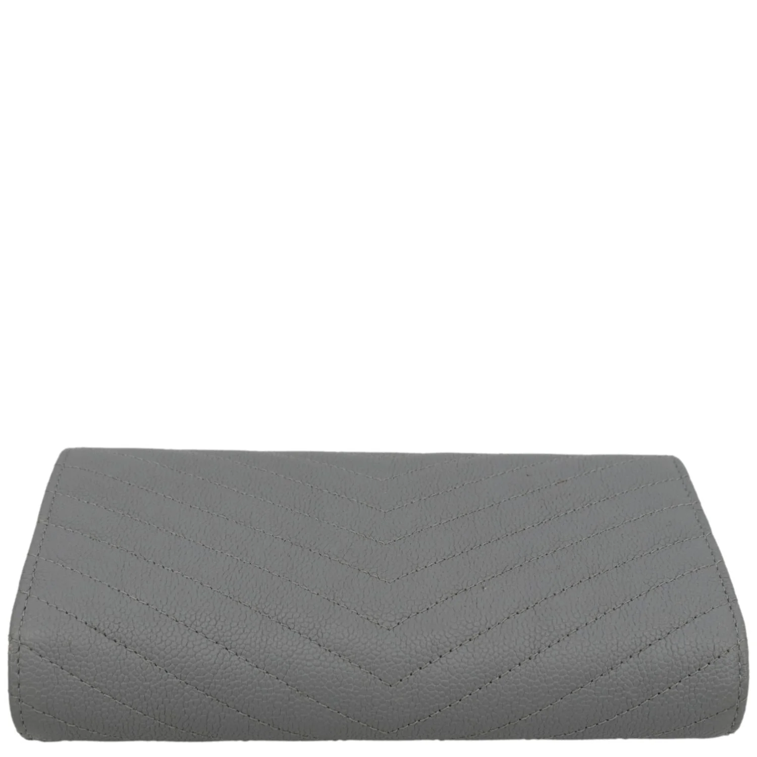 CHANEL Long Flap Quilted Chevron Caviar Wallet Light Grey - Image 11