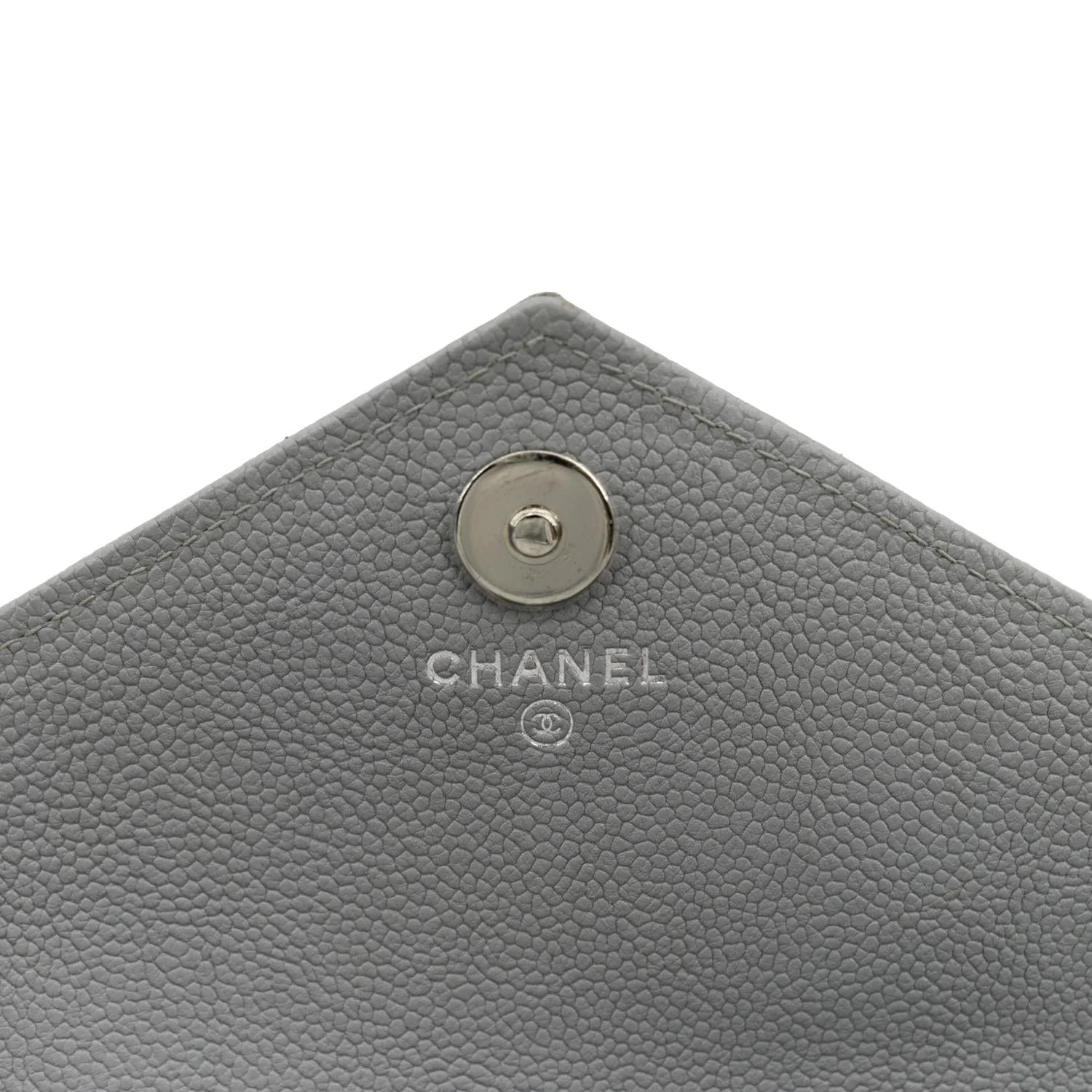 CHANEL Long Flap Quilted Chevron Caviar Wallet Light Grey - Image 14