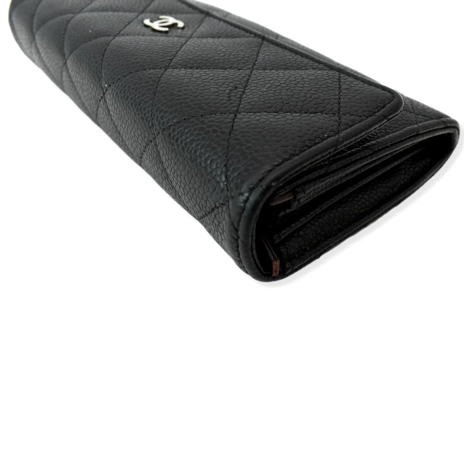 CHANEL Gusset Flap Caviar Leather Wallet Black - Image 4